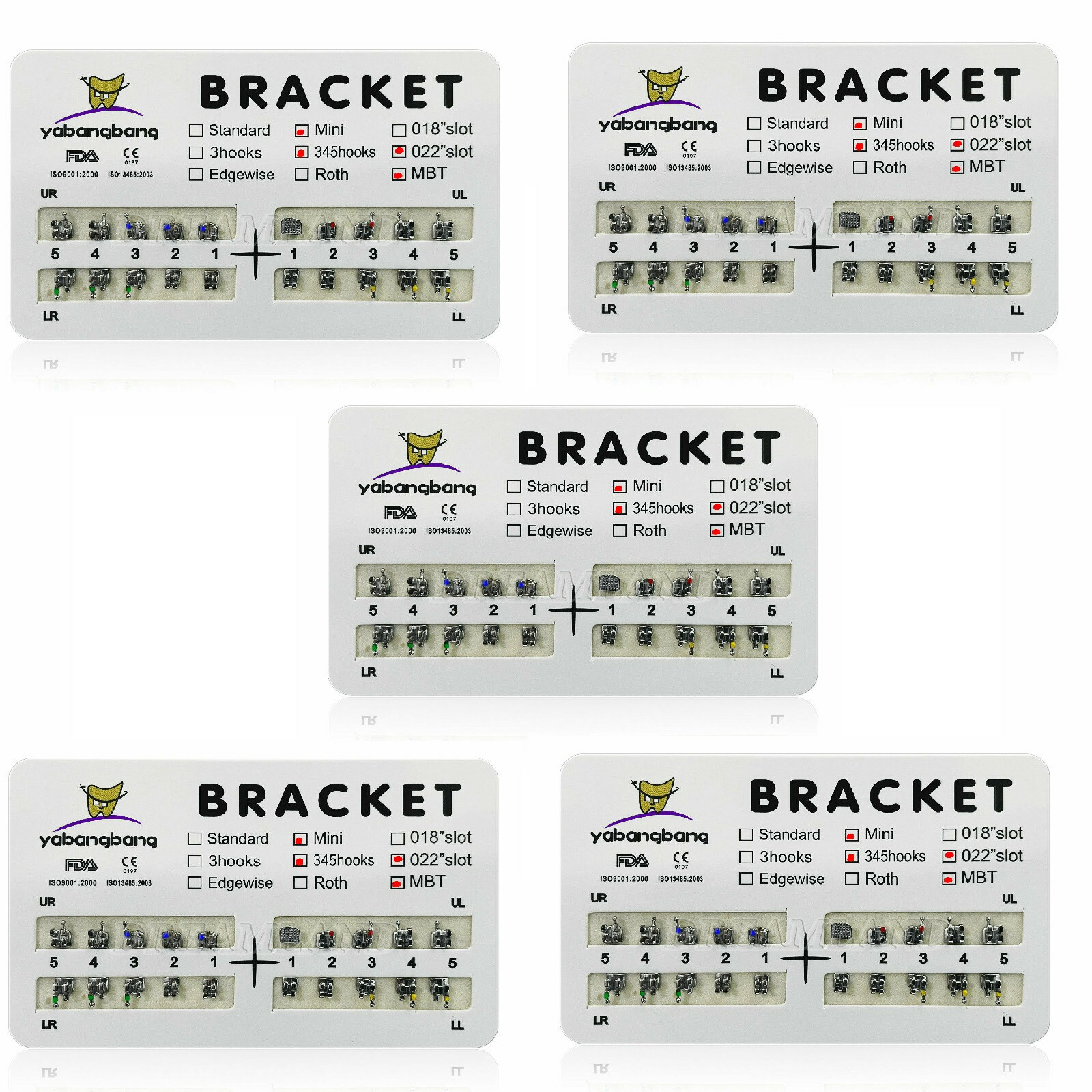 100 pack Dental Orthodontic Metal Bracket Mini MBT 0.22″Slot 345 Hooks #1 USA