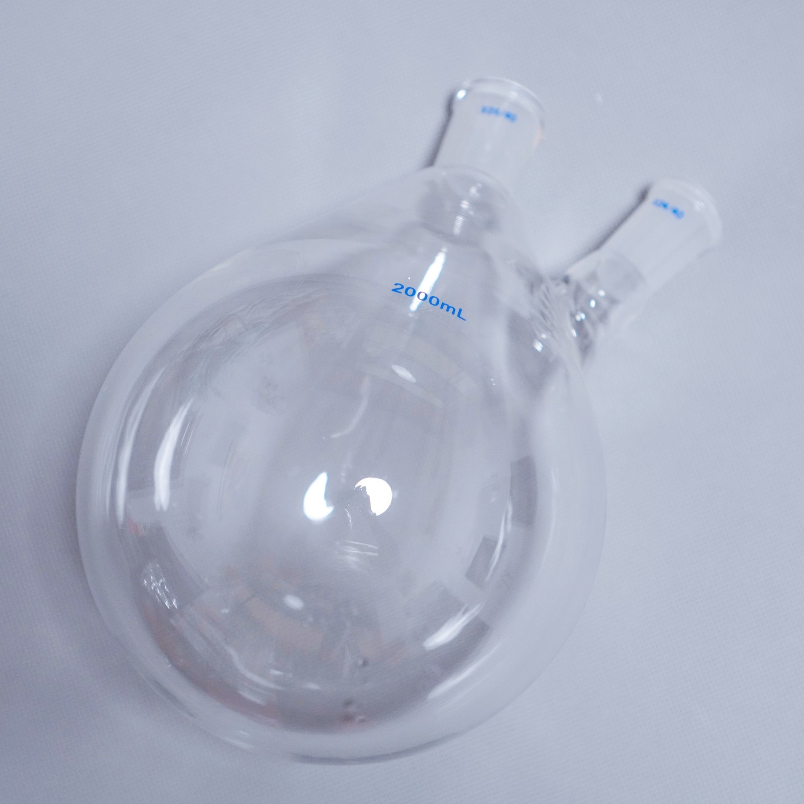 2000 ml lab glass 2-neck eggplant-shaped flask flat bottom/round bottom 24/40