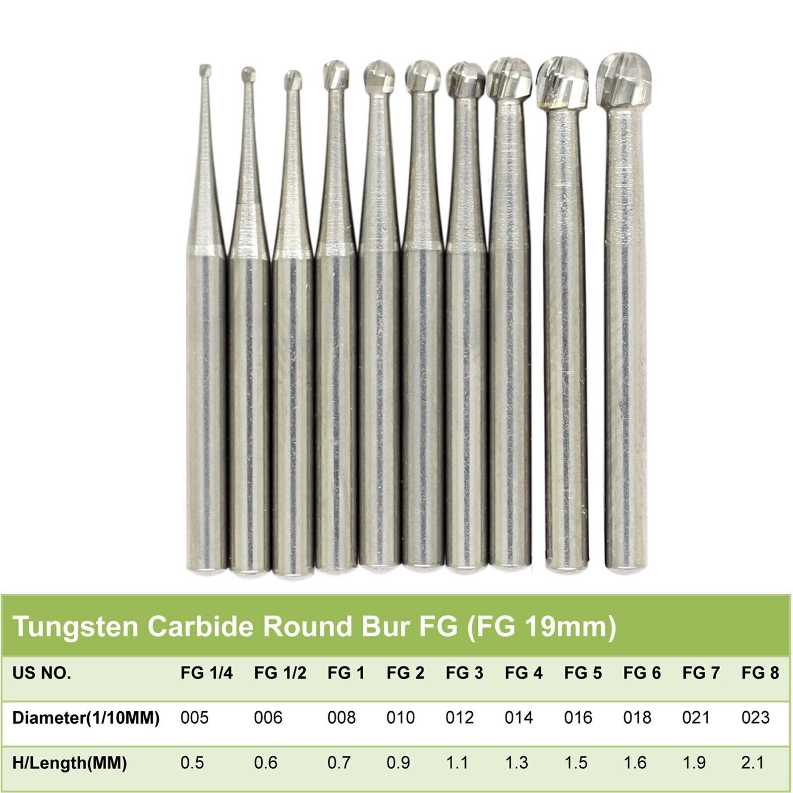 Dental （Surgical ）Burs Carbide Bur Friction Grip FG Round For High Speed 19/25mm