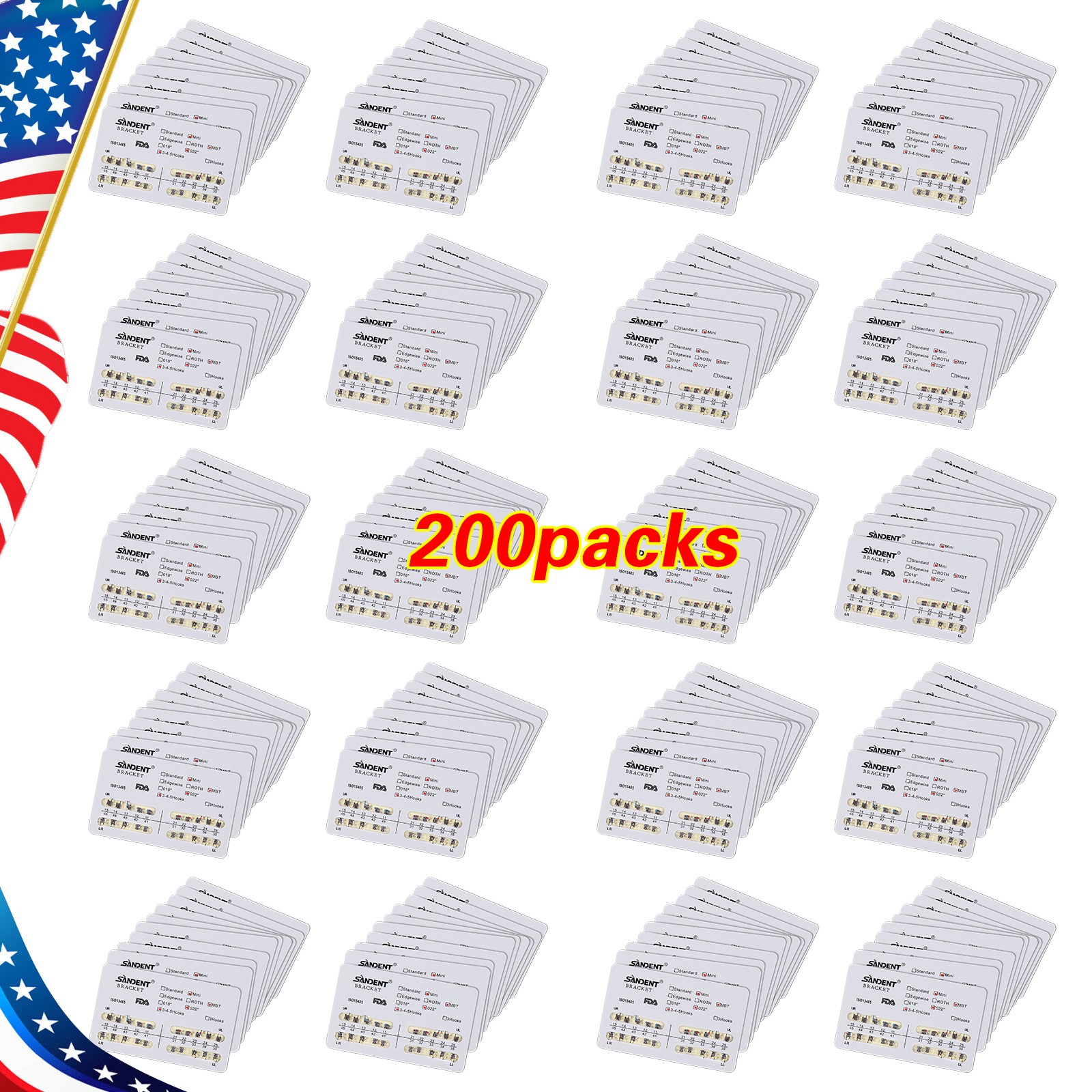 Dental Orthodontics Brackets Brace Mini MBT.022 Hooks 3-4-5 Metal 20pcs/pack