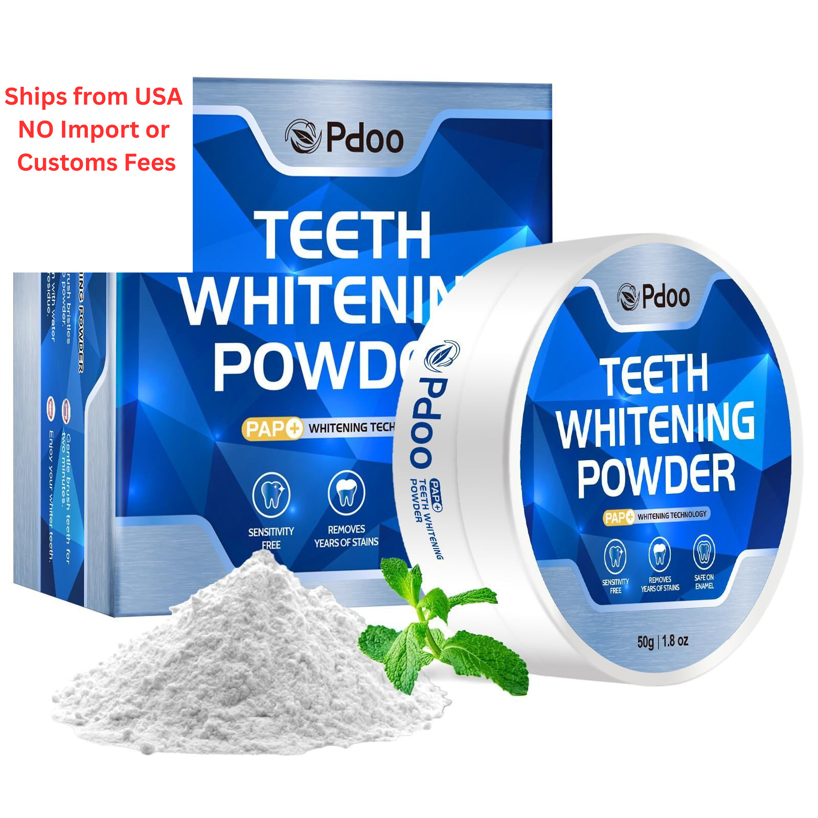 Teeth Whitening Powder 50g with Pap – 1.8 Ounce (Pack of 1), White