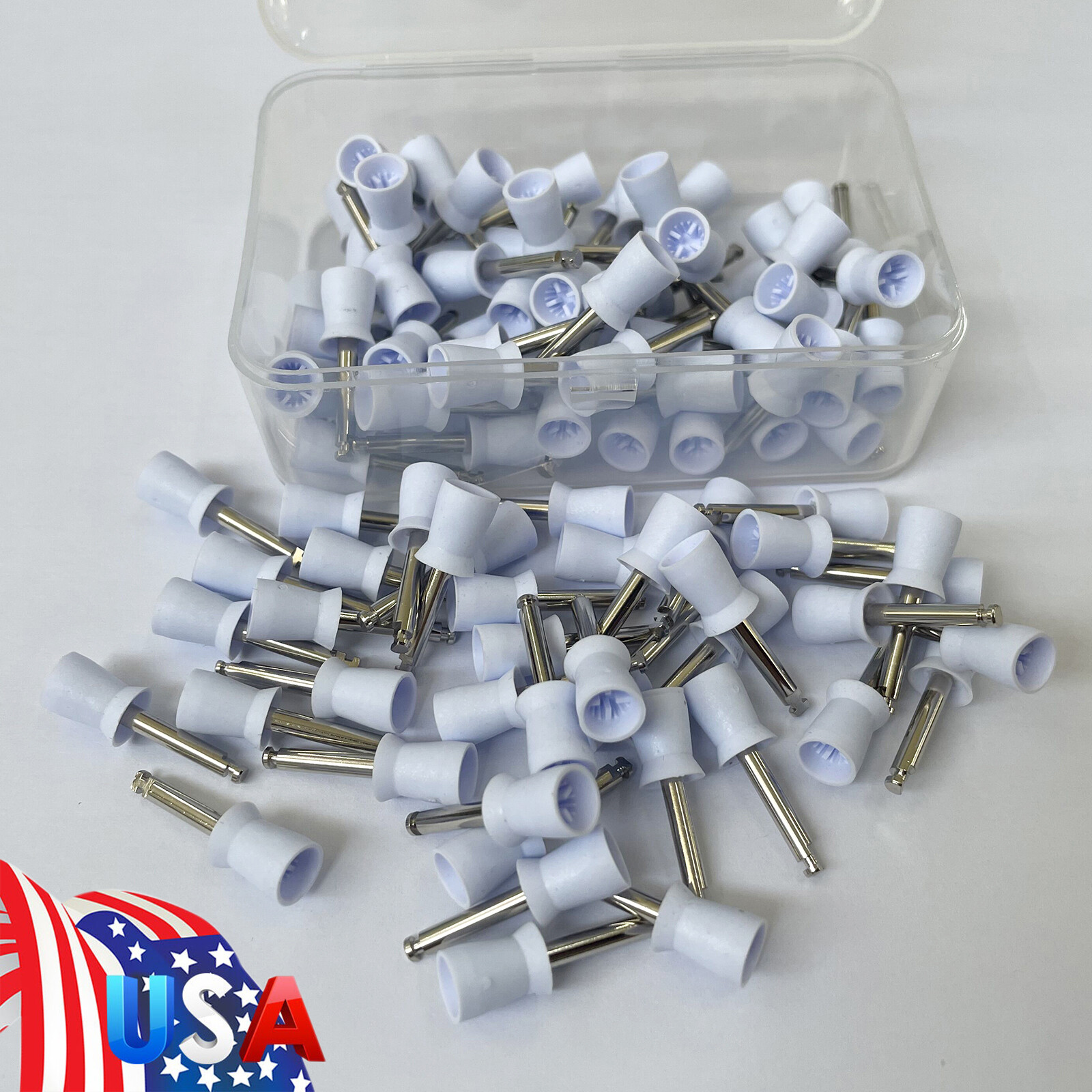 100 pieces Dental Rubber Prophy Tooth Polishing Cups brushes white polish US