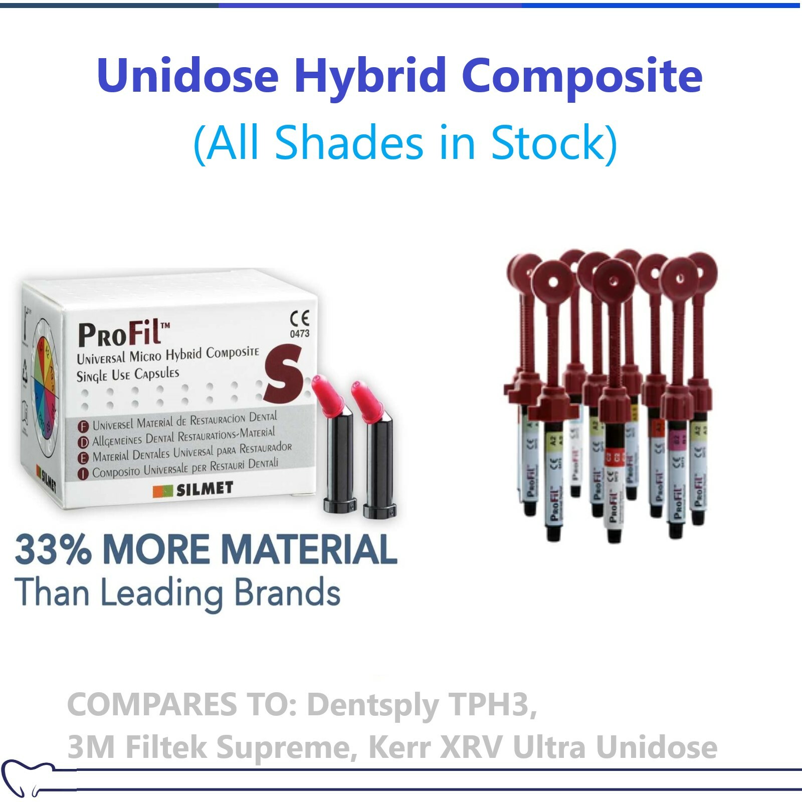 Dental Silmet ProFil Micro Hybrid Composite Restorative All Shades Unidose/ Syr