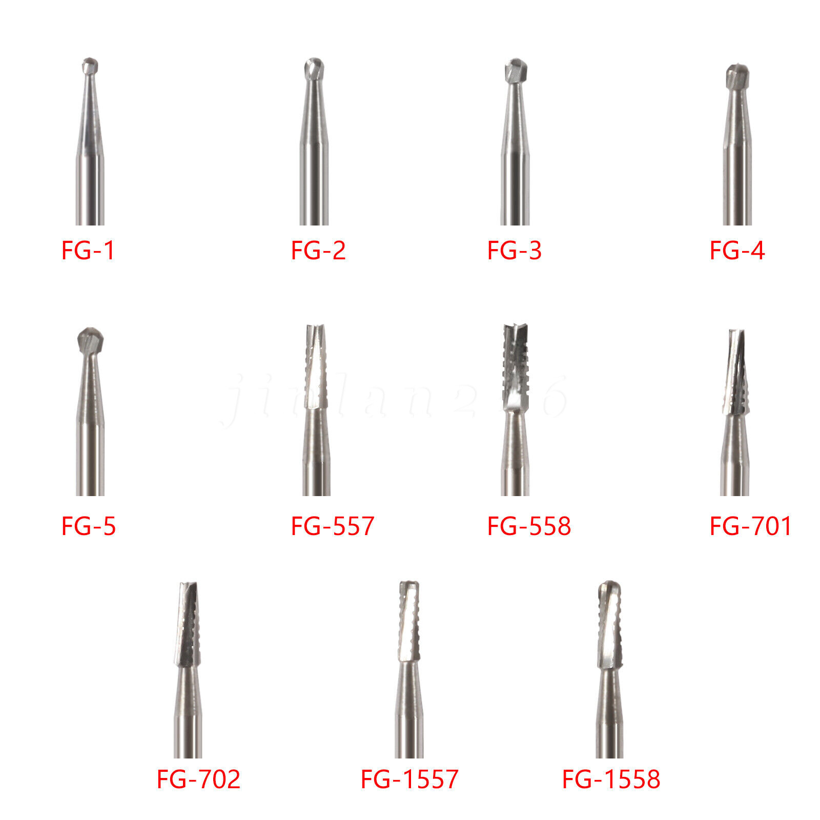 10-100 Uso Dental Acero de Tungsteno FG Fresas Carburo para Alta Velocidad Pieza