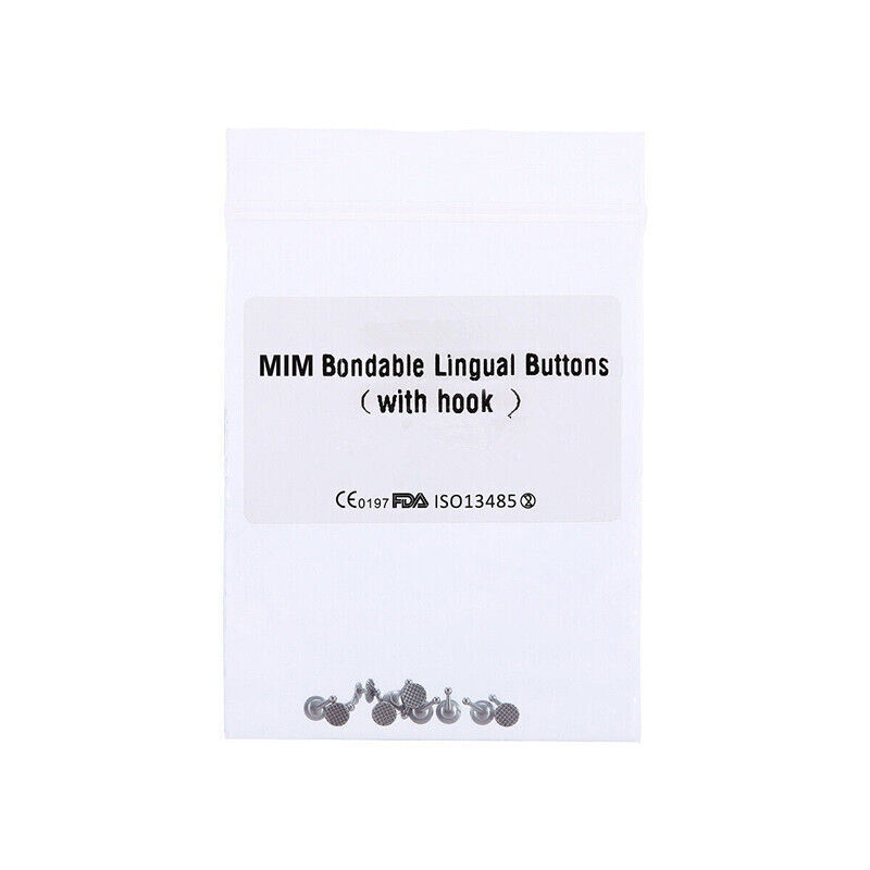 10 Pcs/Pack Dental Orthodontic Bondable Lingual Buttons MIM w/ Hook Round Base