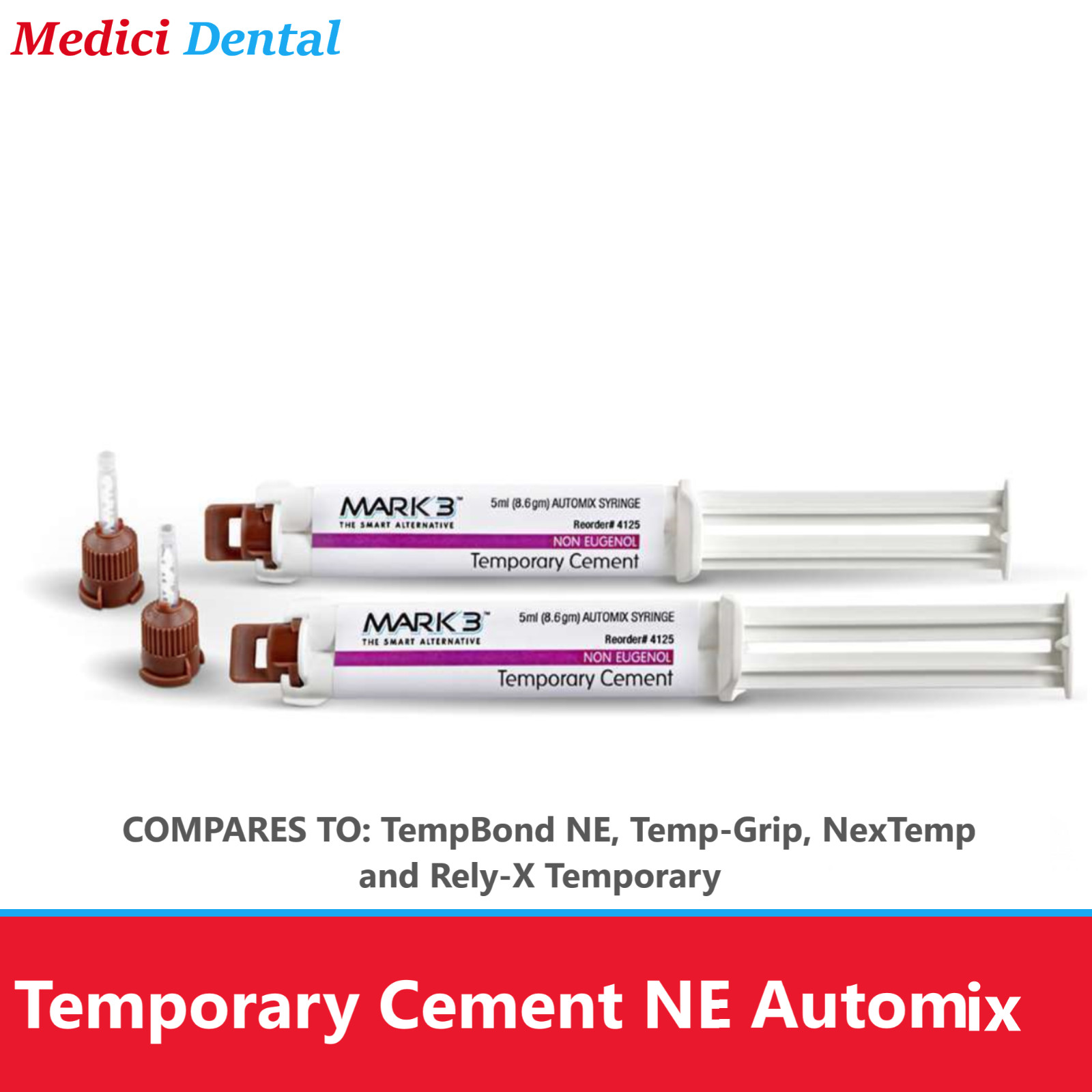 Dental Temporary Cement NE Automix Crown Bridge Cement, Eugenol-free 1 or 2/pk