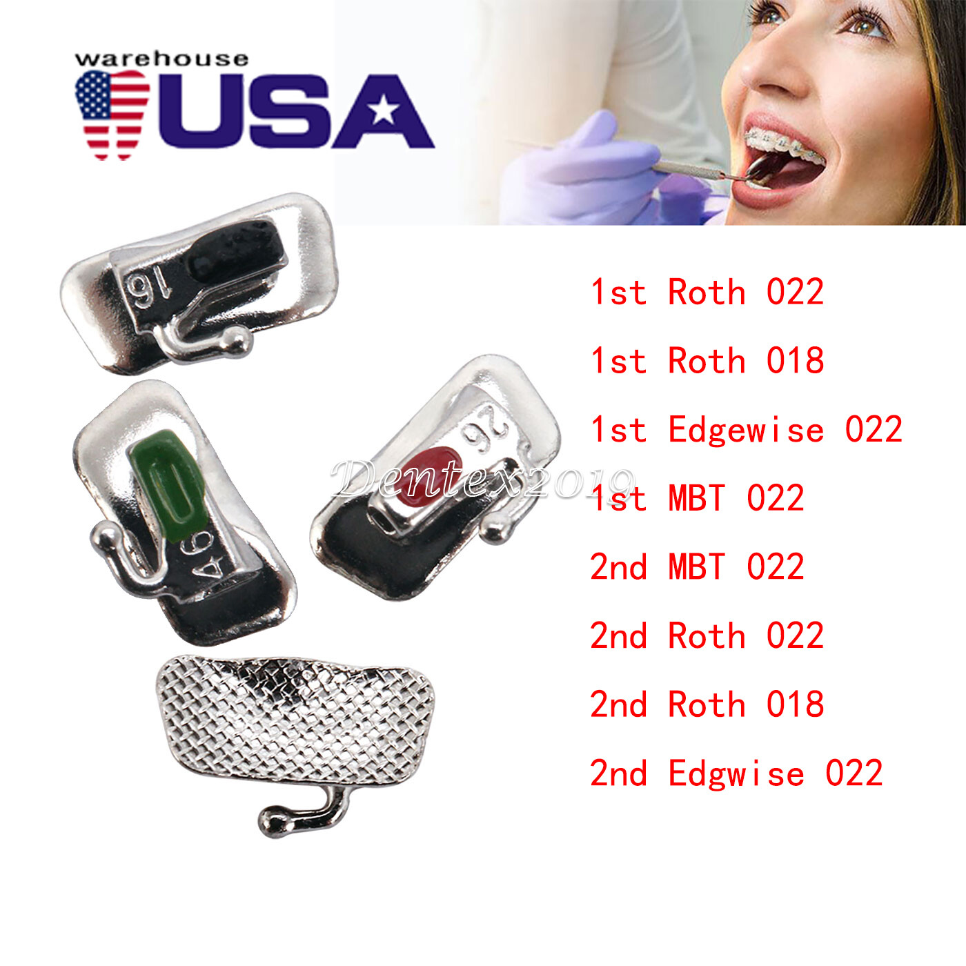Dental Orthodontic Buccal Tubes 1st/2nd Molar Bondable Roth/MBT.018 .022 AZDENT