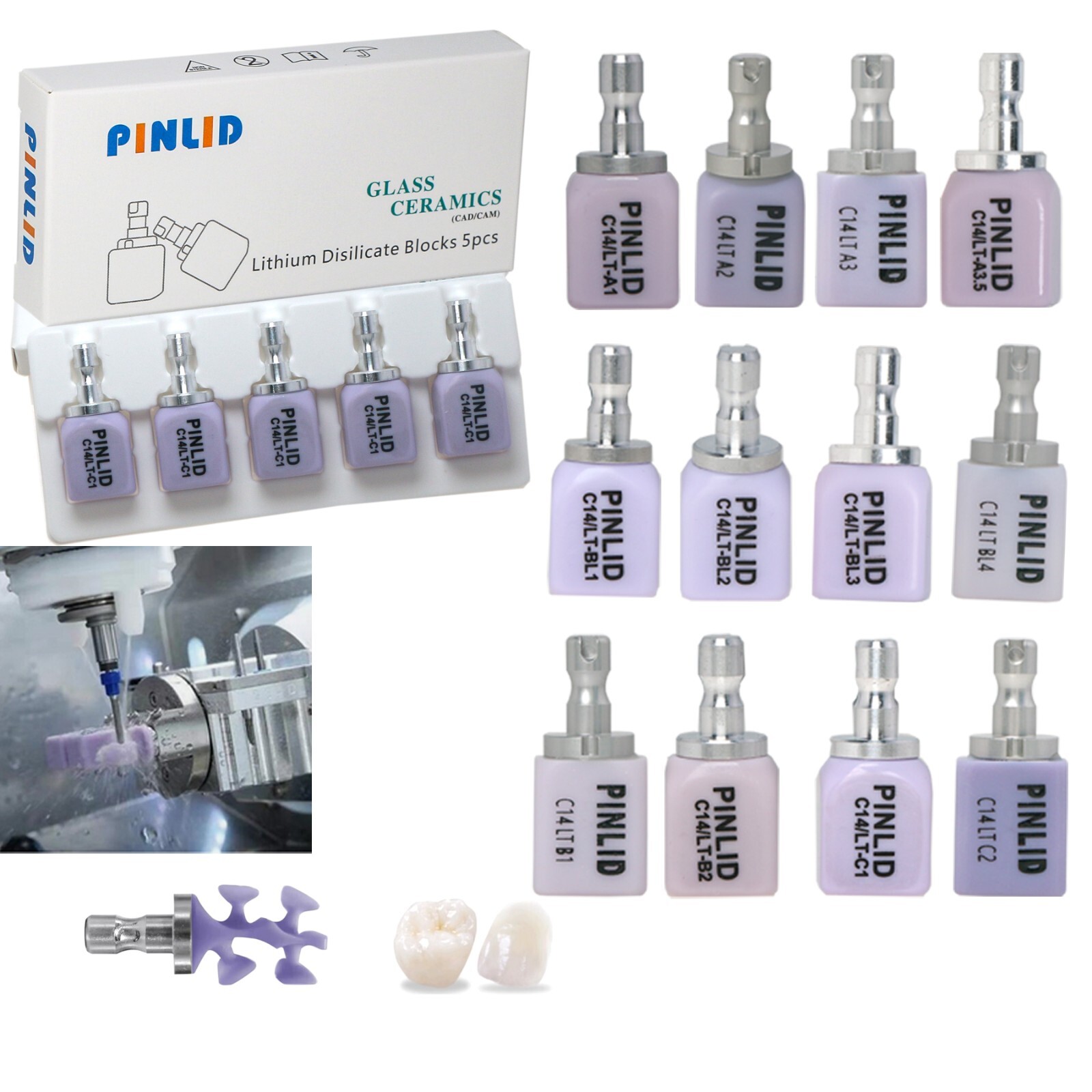 US C14 Dental Emax Glass Ceramic Blocks Lithium Disilicate CAD/CAM CEREC Blocks