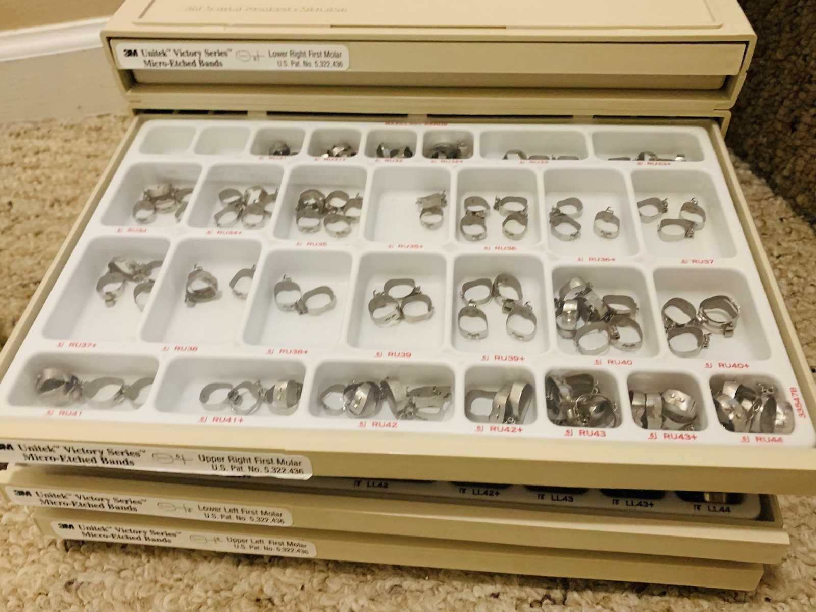 Lot of 12, 3M Unitek Victory Series Bands ESPE Dental Molars Trays Discs Crowns
