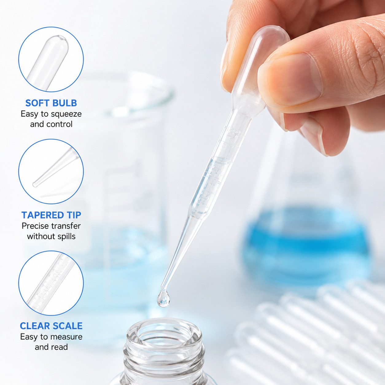 100 PCS 3ML Dropper Pipettes Essential Oil Transfer, Disposable Plastic Dropper