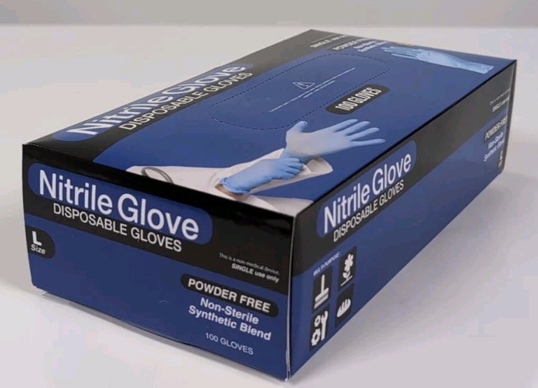 Medical Nitrile Exam Gloves, Blue Iris, Powder-Free Food-Safe Disposable Size Lg