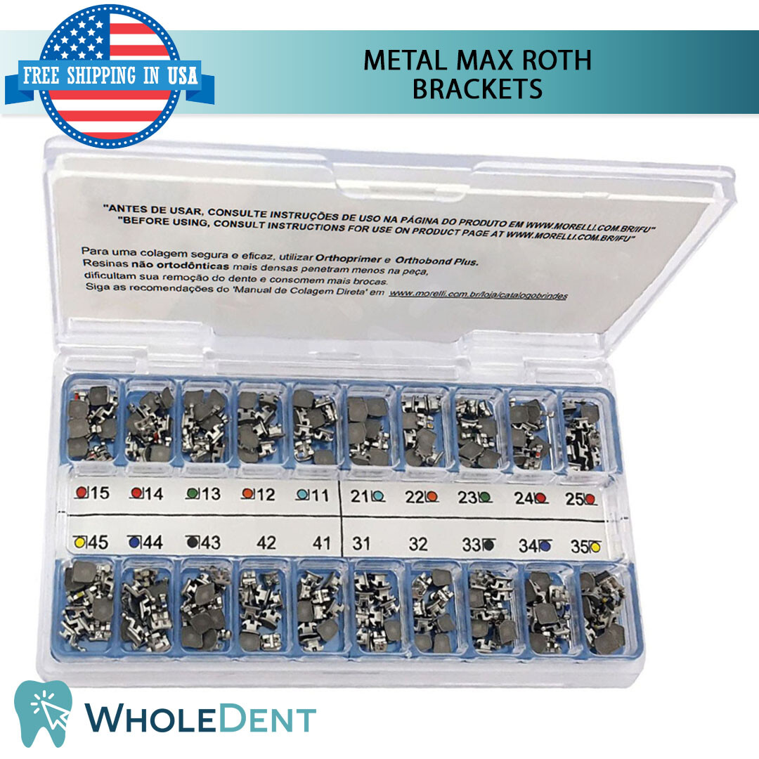 Orthodontic Dental Metal Max Brackets Braces Kit Roth 022″ Morelli 200pcs Case