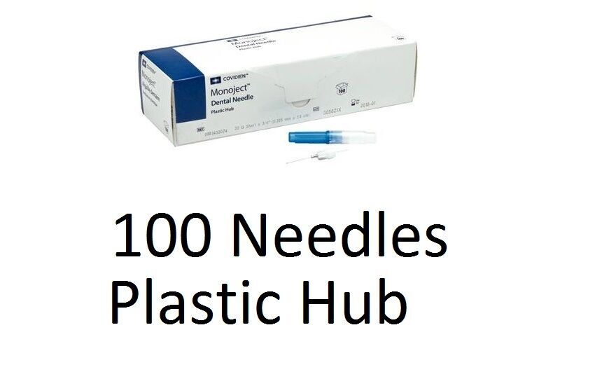 100 Monoject Kendall Plastic Hub Dental Medical Needles 30G Blue Short New