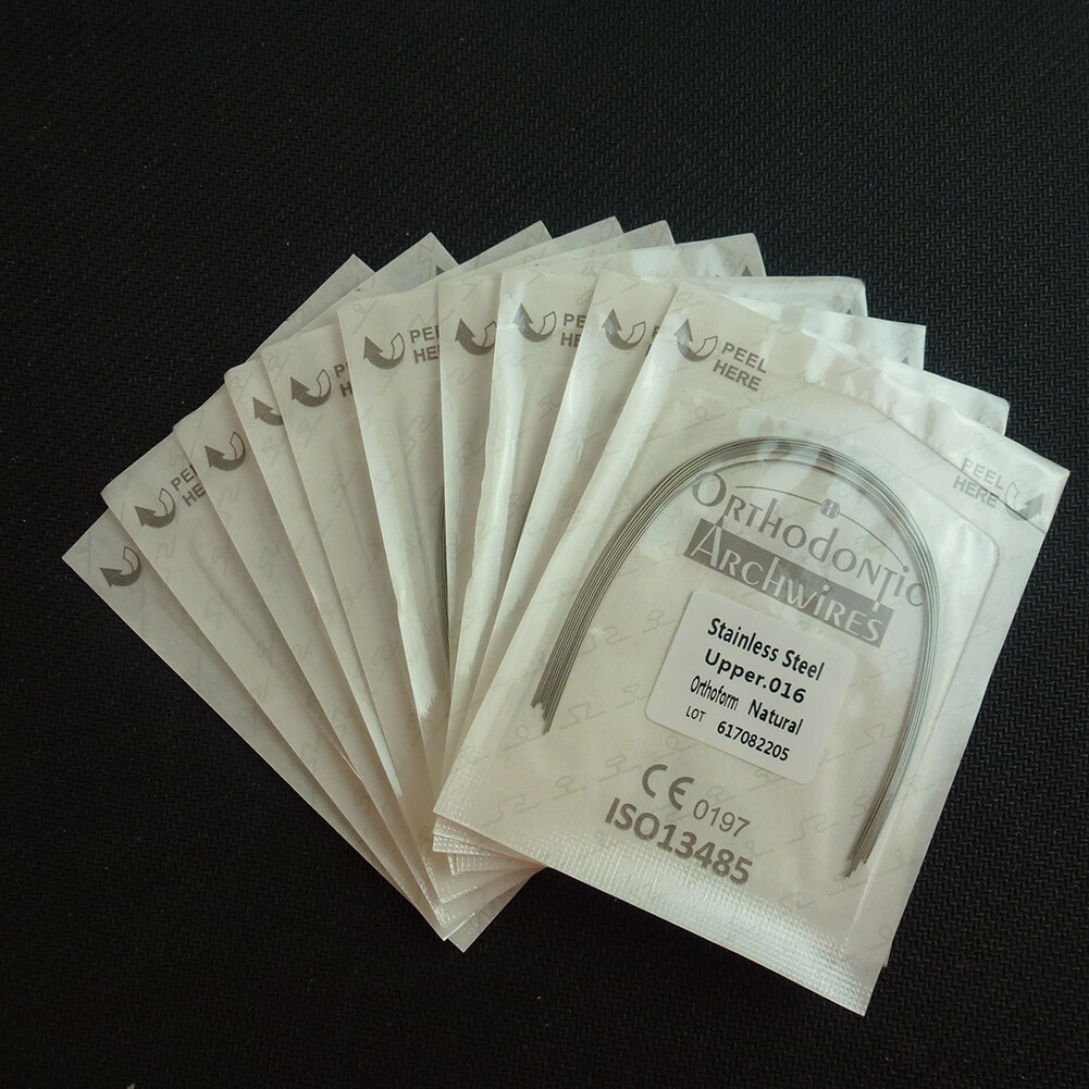 10Pk Dental Ortho Natural Stainless Steel/NITI Arch Wires Round 12-16-18-22 U/L