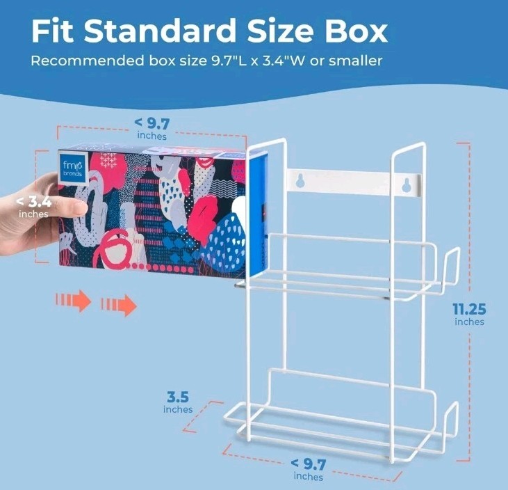 Double Glove Holder for Wall Mount, Wire Rack Disposable Napkin Gloves Box Ho…