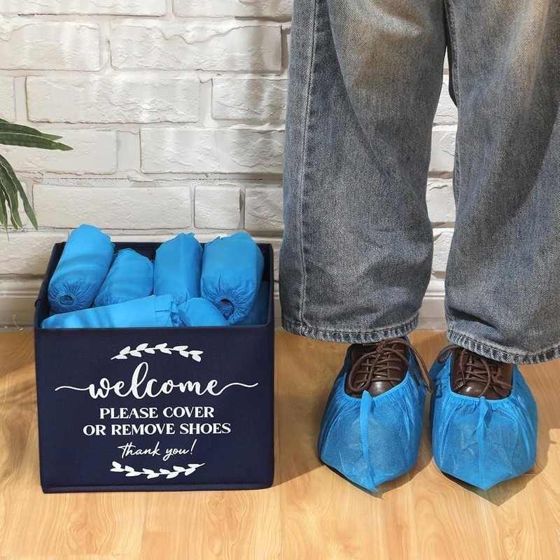 Disposable Shoe Covers 200 Pack W/ Foldable Storage Box Cleanliness Indoor Use