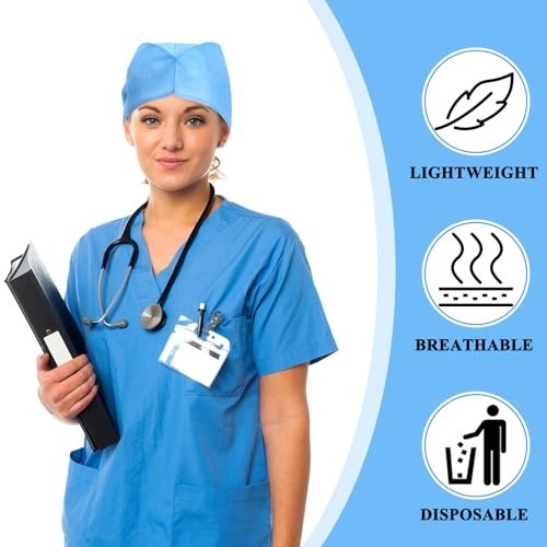 200 Pcs Disposable Surgical Caps Bouffant Scrub Hats Nonwoven Hairnets for Men &
