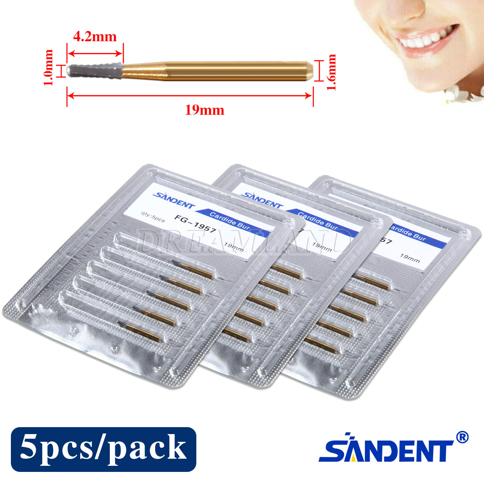 Dental Tungsten Steel Carbide Crown Metal Cutting Burs For High Speed FG-1957