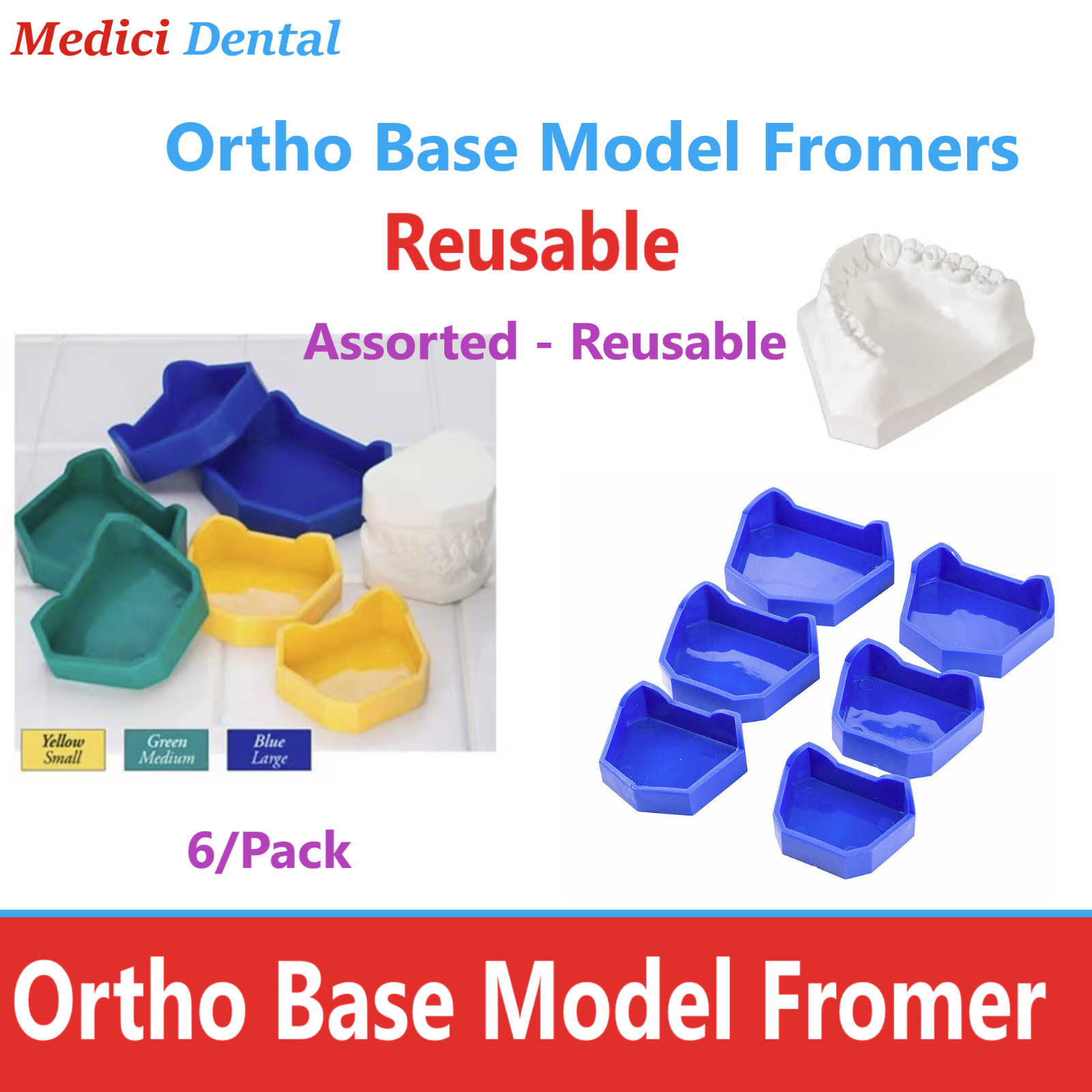 Dental Model Lab Base Former Molds for Stone Tray Loading Assorted Sets Disposab
