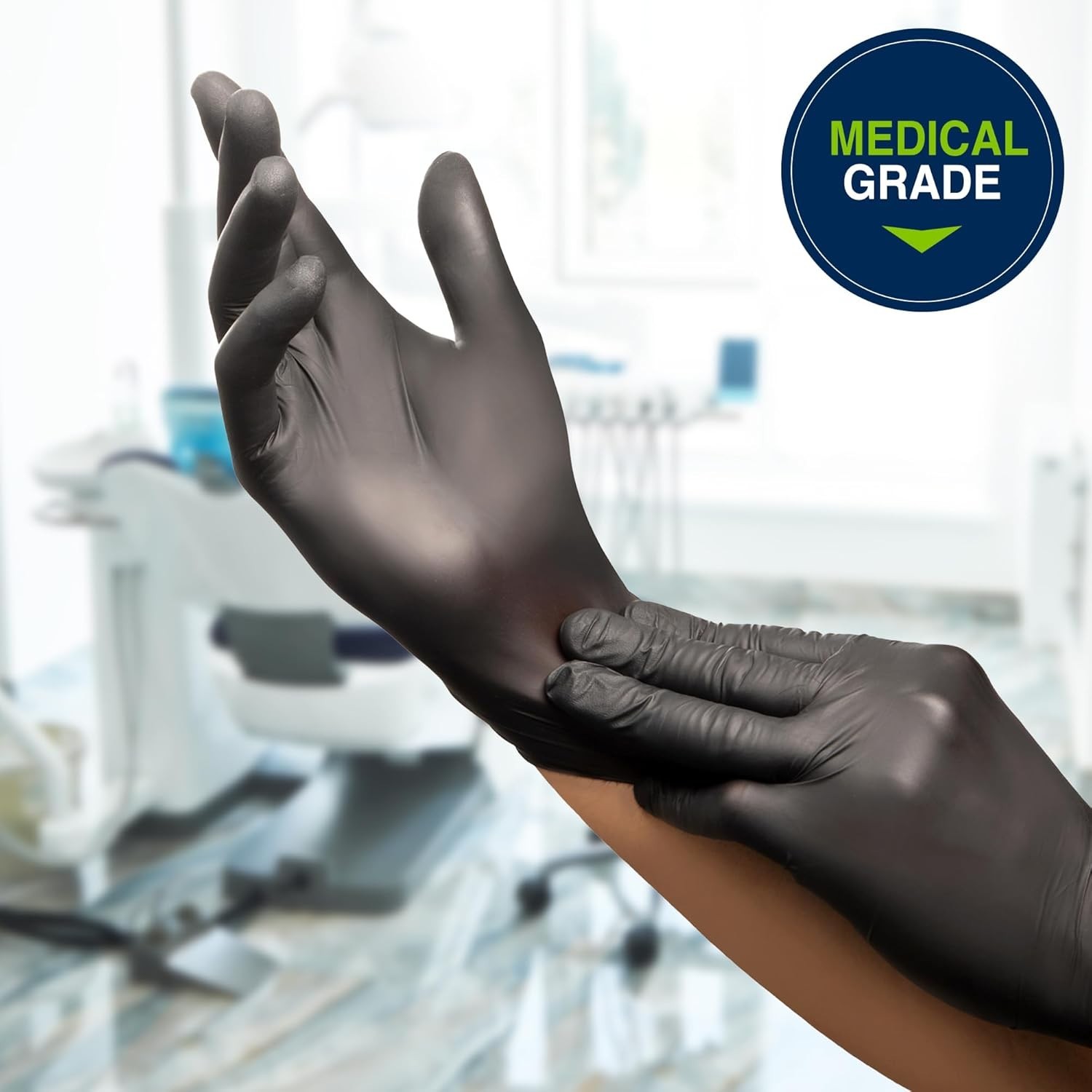 Professional-Grade Black/Orange Nitrile Exam Gloves – 9.5” with Breach Detection