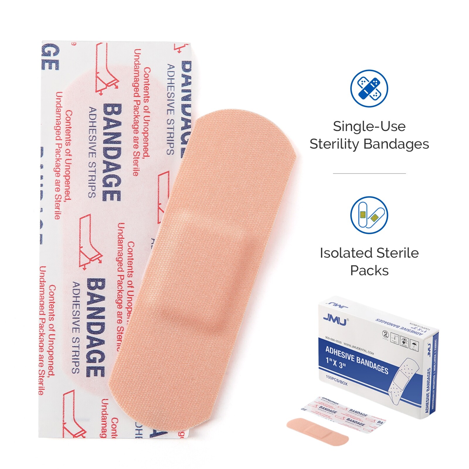 100pcs/box Individuall Sterile Packaged Adhesive Bandages Cloth Fabric Stretch