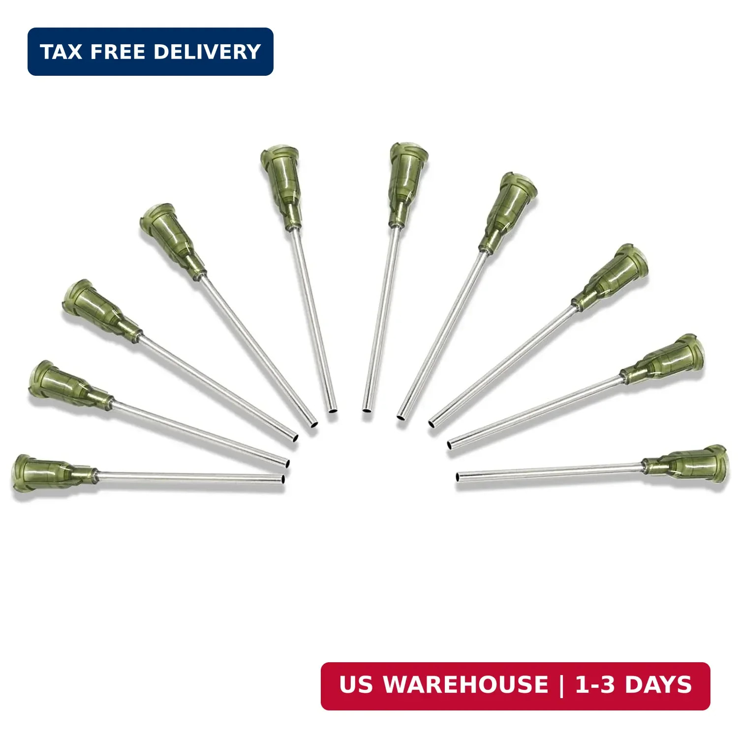 20 Pack Blunt Tip Dispensing Needle with Luer Lock 1.5 Inch 14 Ga (Olive)