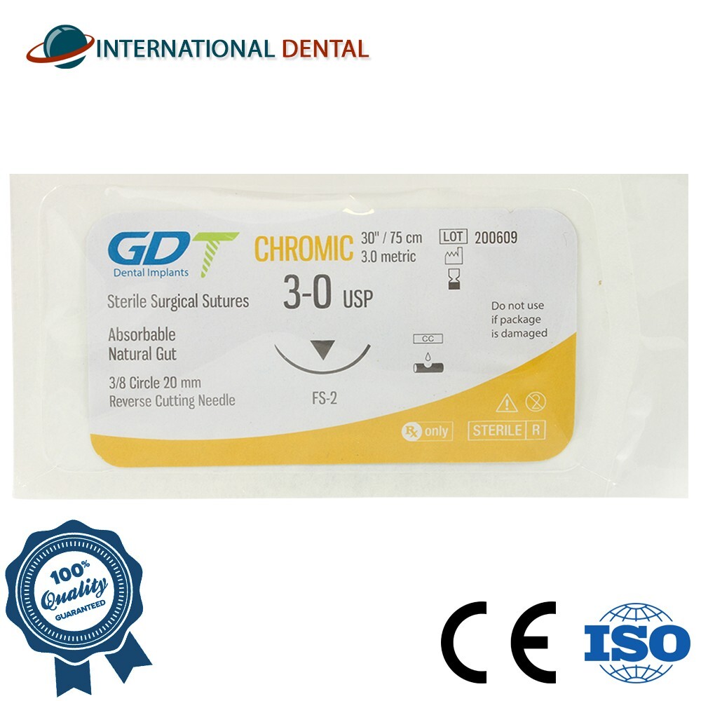 3-0 GDT Braided Chromic Gut Sutures 75cm Coated Abs0rbabl Brown-orange 12pcs