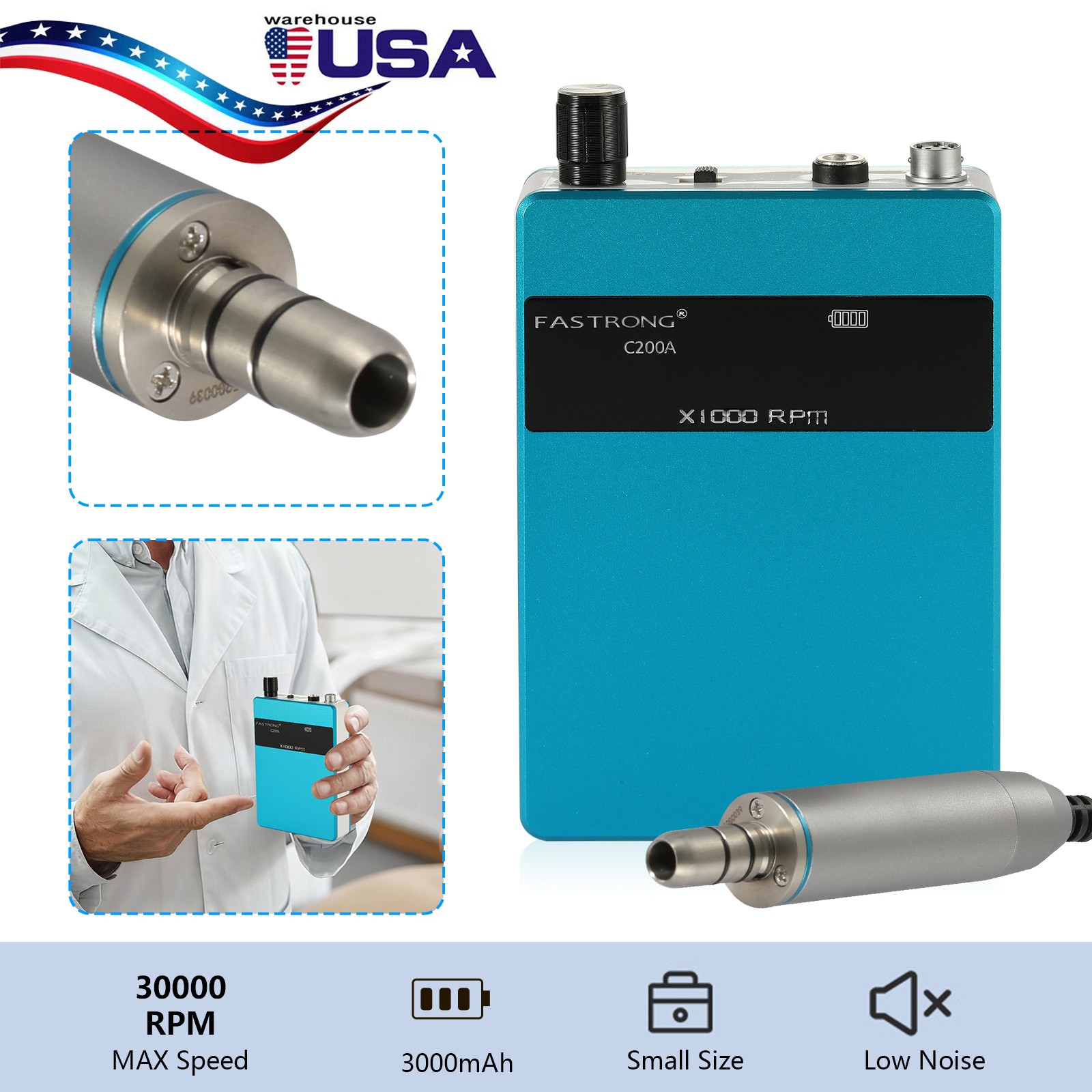 Portable Dental Brushless Micromotor Wireless E-Type Grinding Polishing Machine