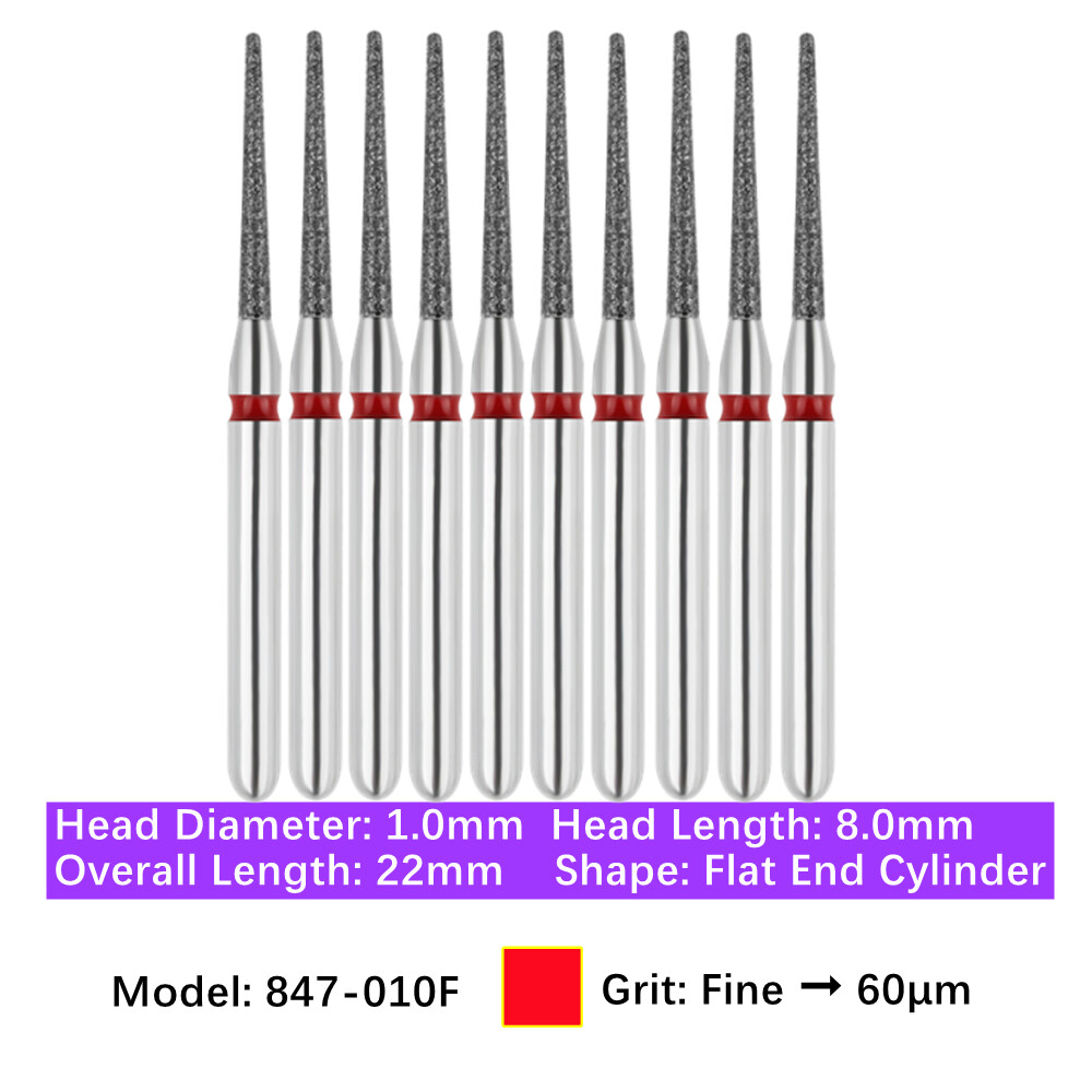 10pc Dental FG High Speed Diamond Burs Flat End Taper Shape Polishing Burs