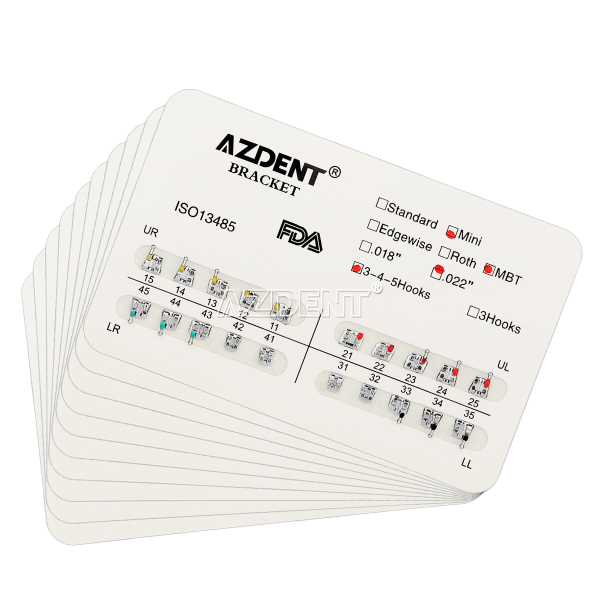 US AZDENT Dental Orthodontic Metal Brackets Braces Mini MBT.022 Hooks 3-4-5