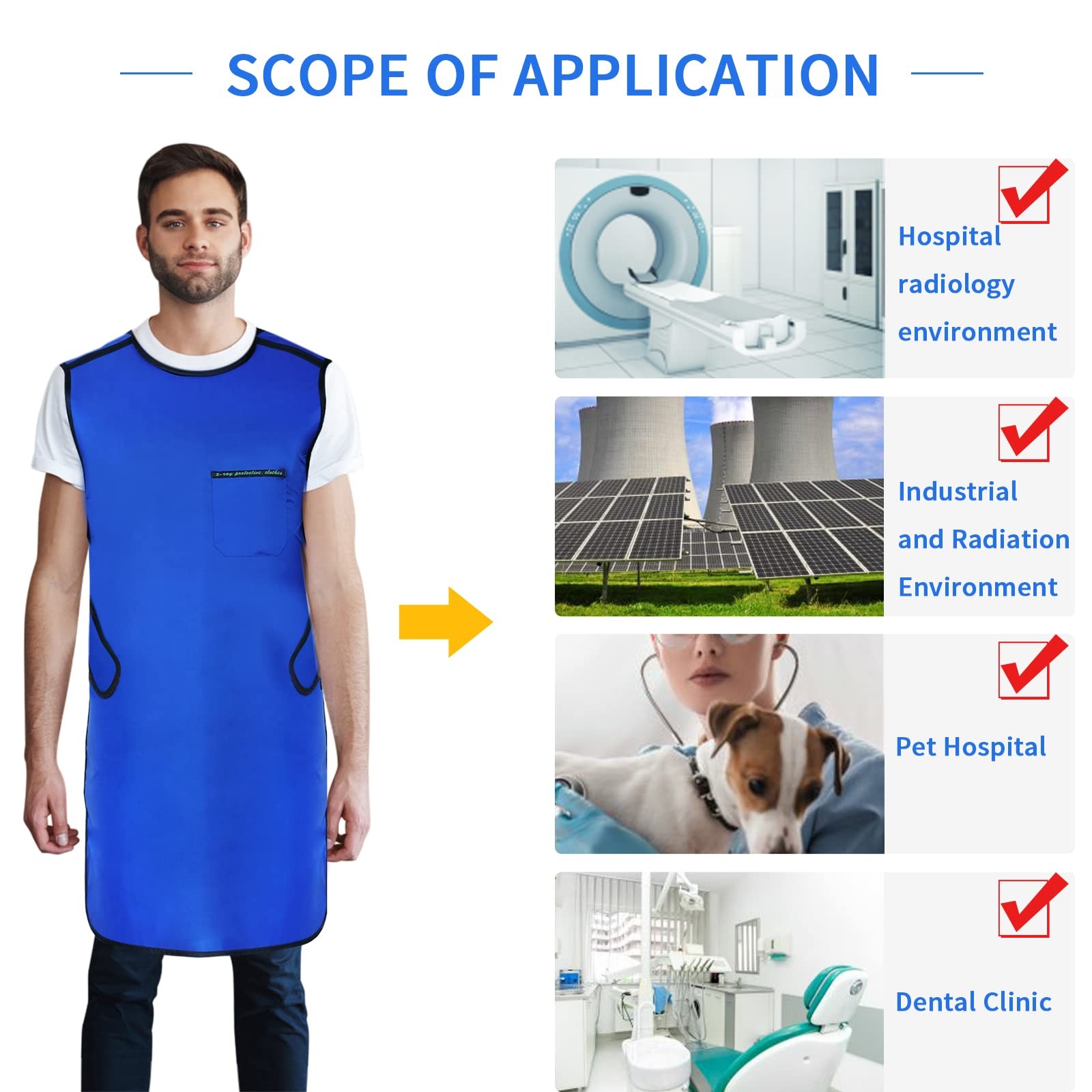 ANNWAH 0.35mmPb X-Ray Apron,Lightweight X-Ray Shield Apron for Adult,Dental Lead