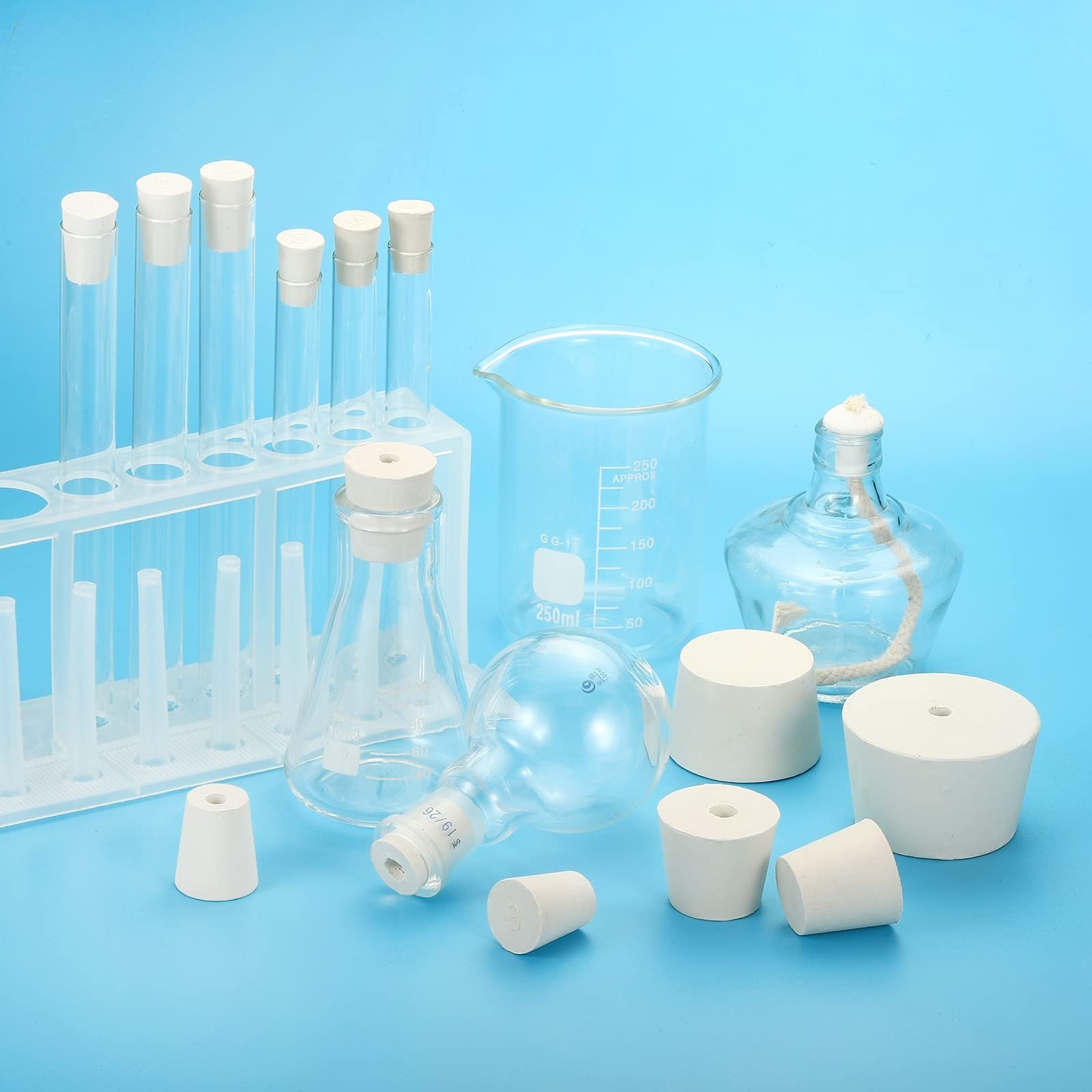 White Solid Rubber Tapered Plug Test Tubes Bungs Stopper 51mm62mm 2 PCS