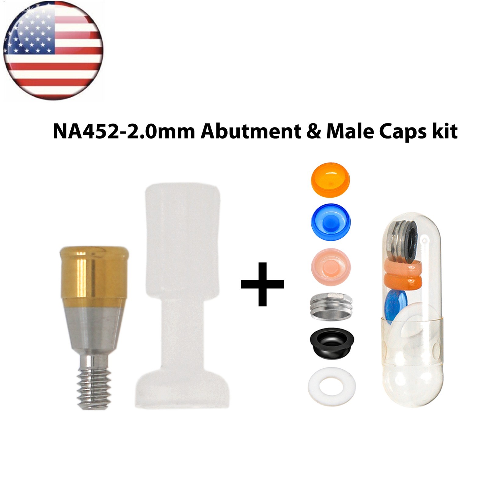 US For Nobel Active Locator Attachment Abutment NP/RP 1-5mm & Male Cap Inserts