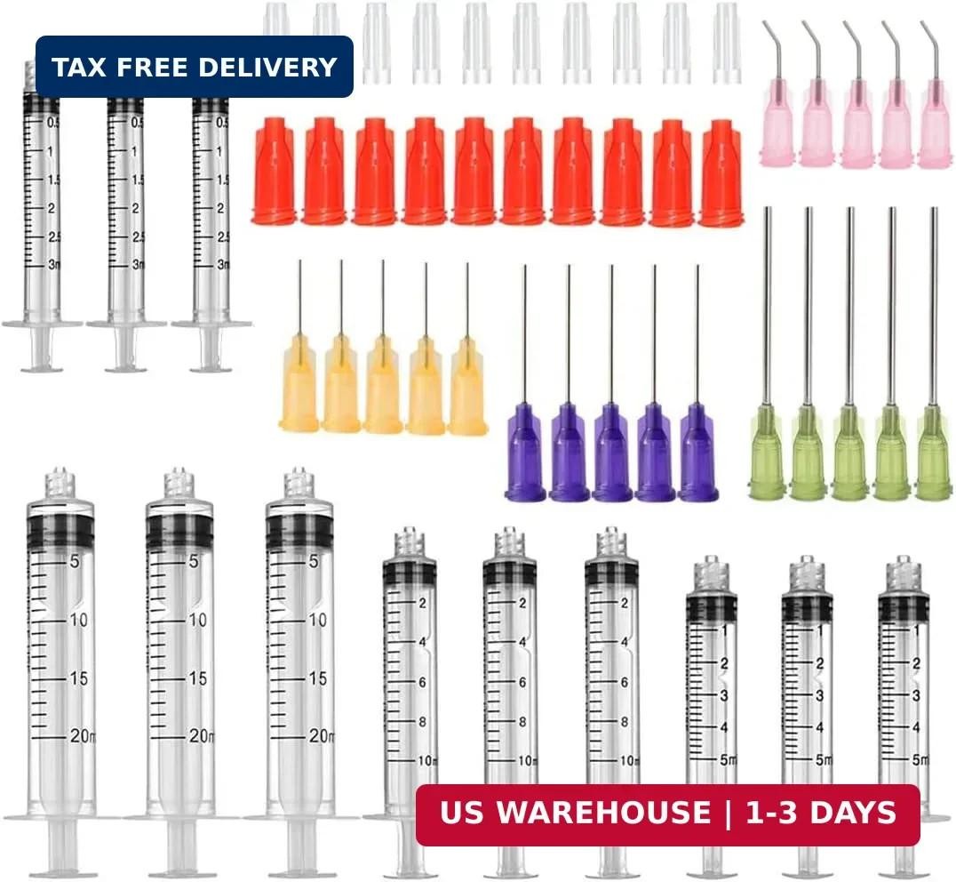 52 Pcs – 3ml 5ml 10ml 20ml Syringes with 14ga, 20ga,21ga, 23ga Blunt Tip Needles