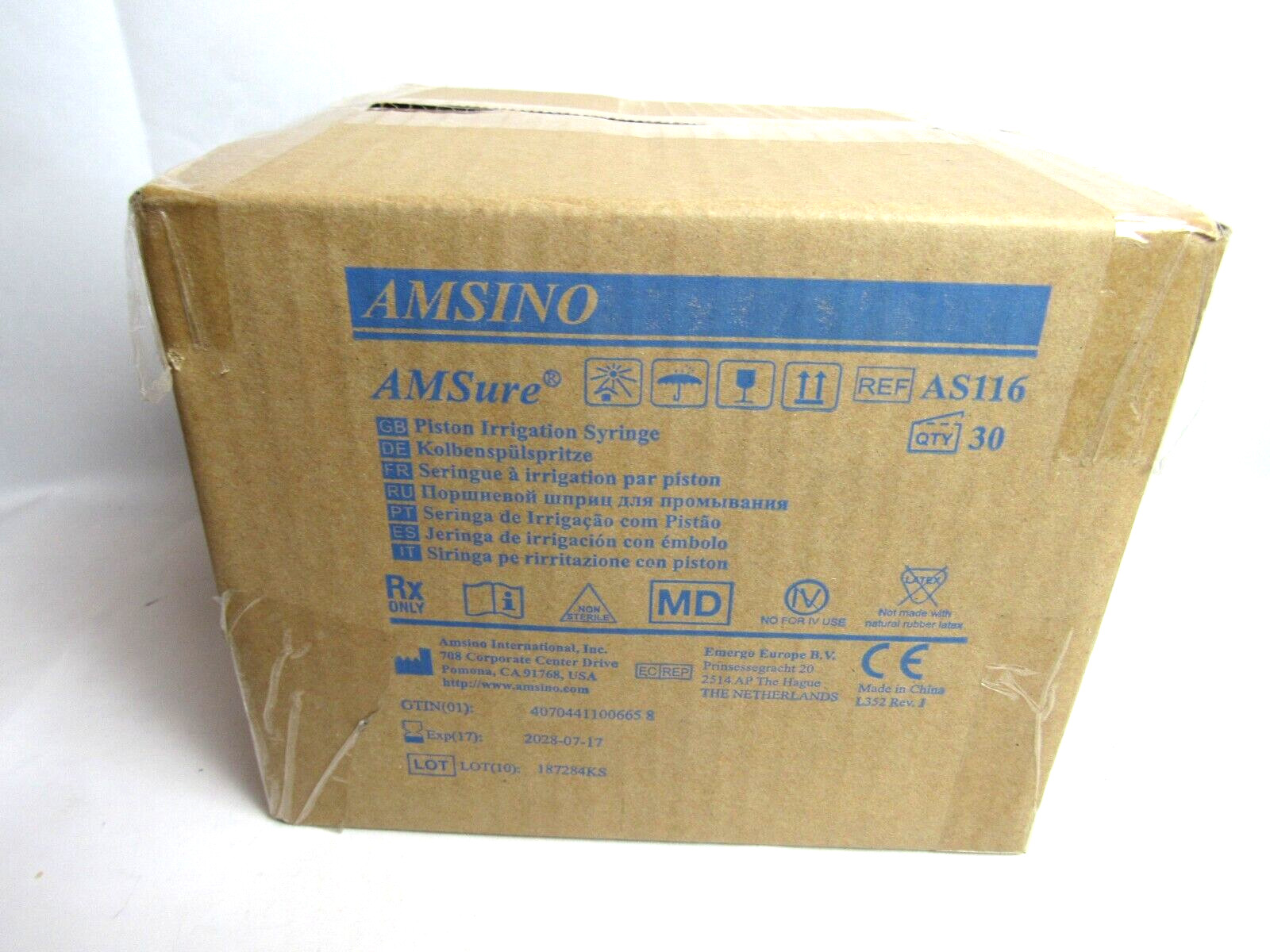 Amsino Piston Irrigation Syringe 30 Count box NIB AS116