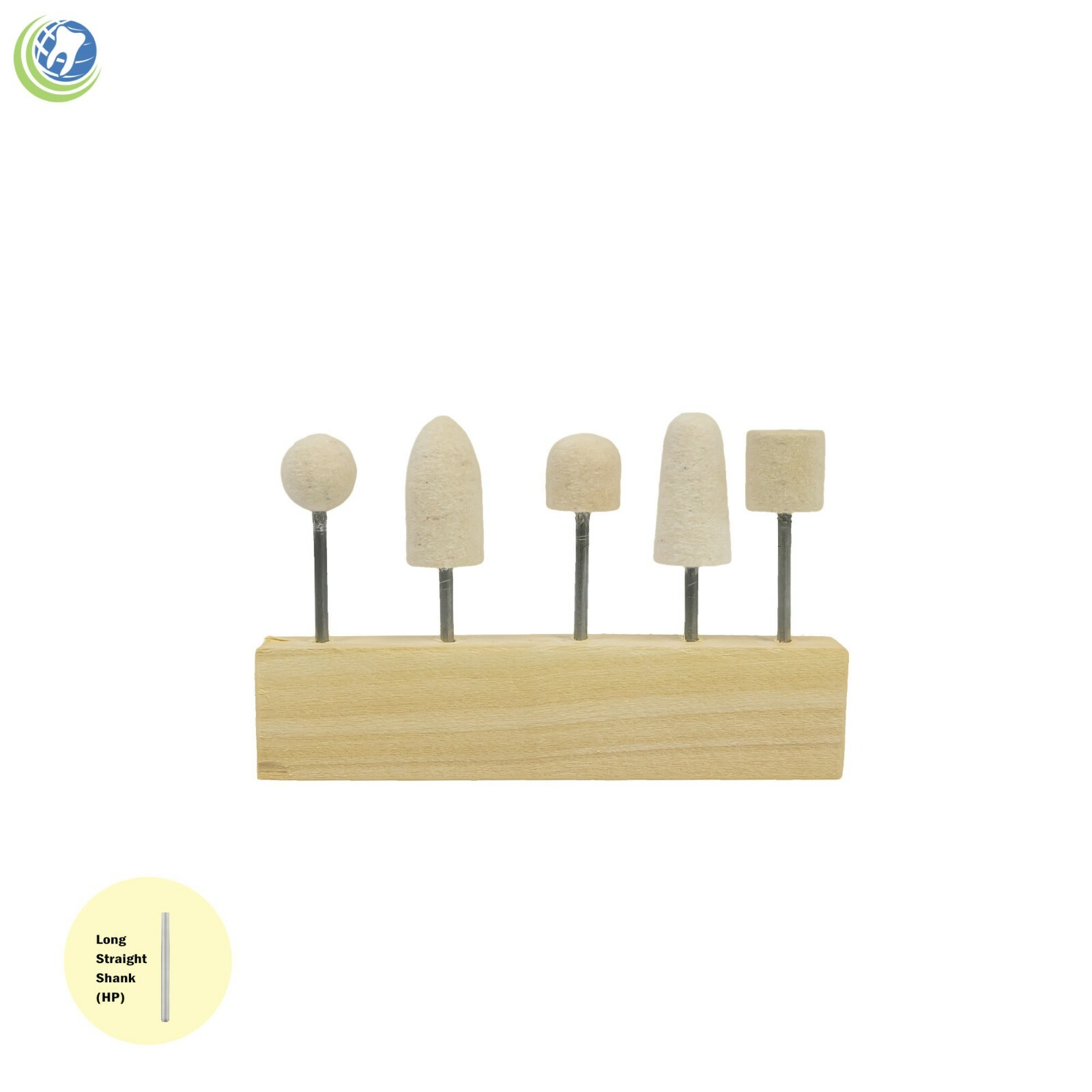 DENTAL LABORATORY JEWELRY POLISHING ASSORTED MOUNTED FELT CONES TIPS KIT OF 5