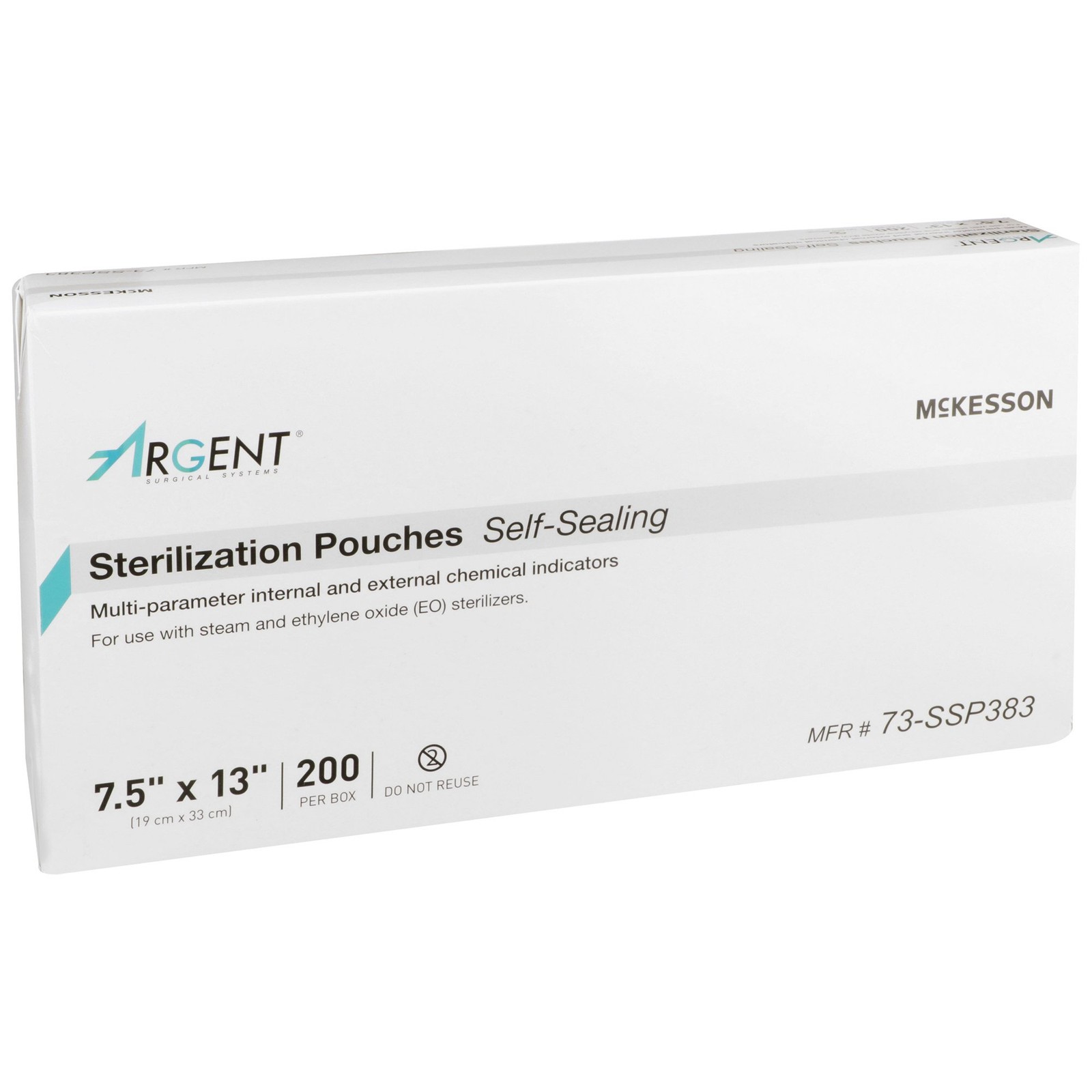 McKesson Argent Sure-Check Sterilization Pouch Transparent Blue 7-1/2 X 13 Inch
