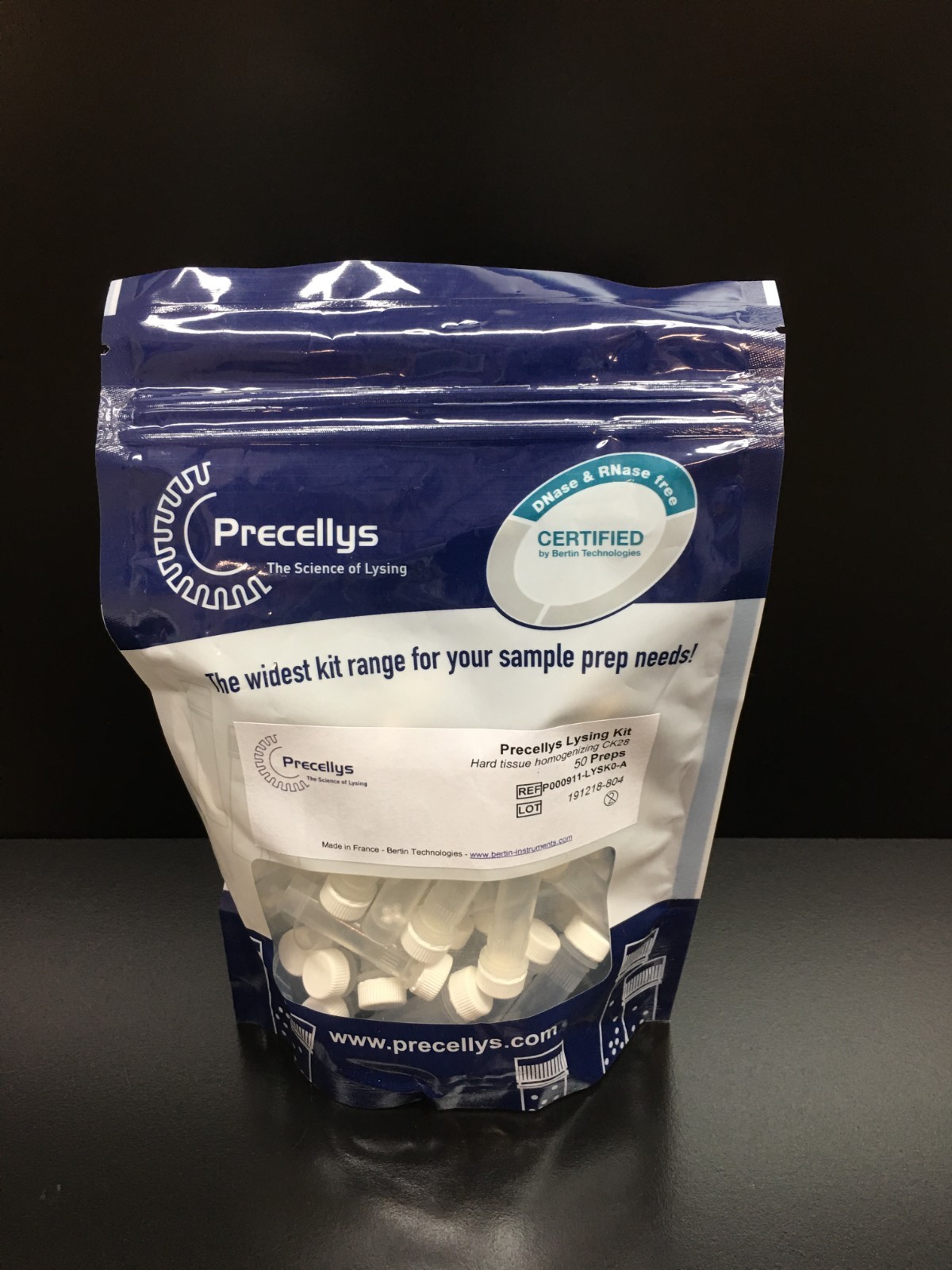 Precellys REF P000911-LYSKO-A Lysing Kit Hard Tissue Homogenizing CK28 50 Preps