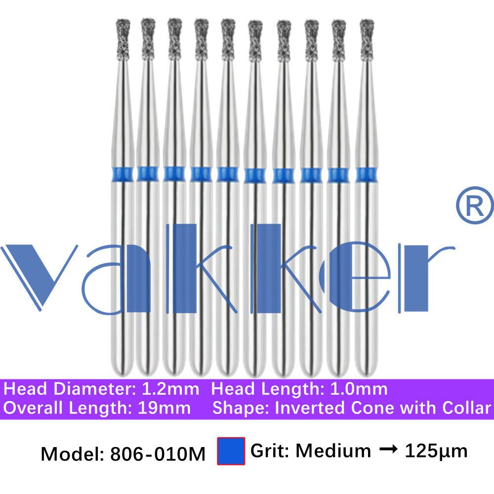10Burs/pk Dental FG Diamond Burs High Speed Burs Inverted/ Double Inverted Cone