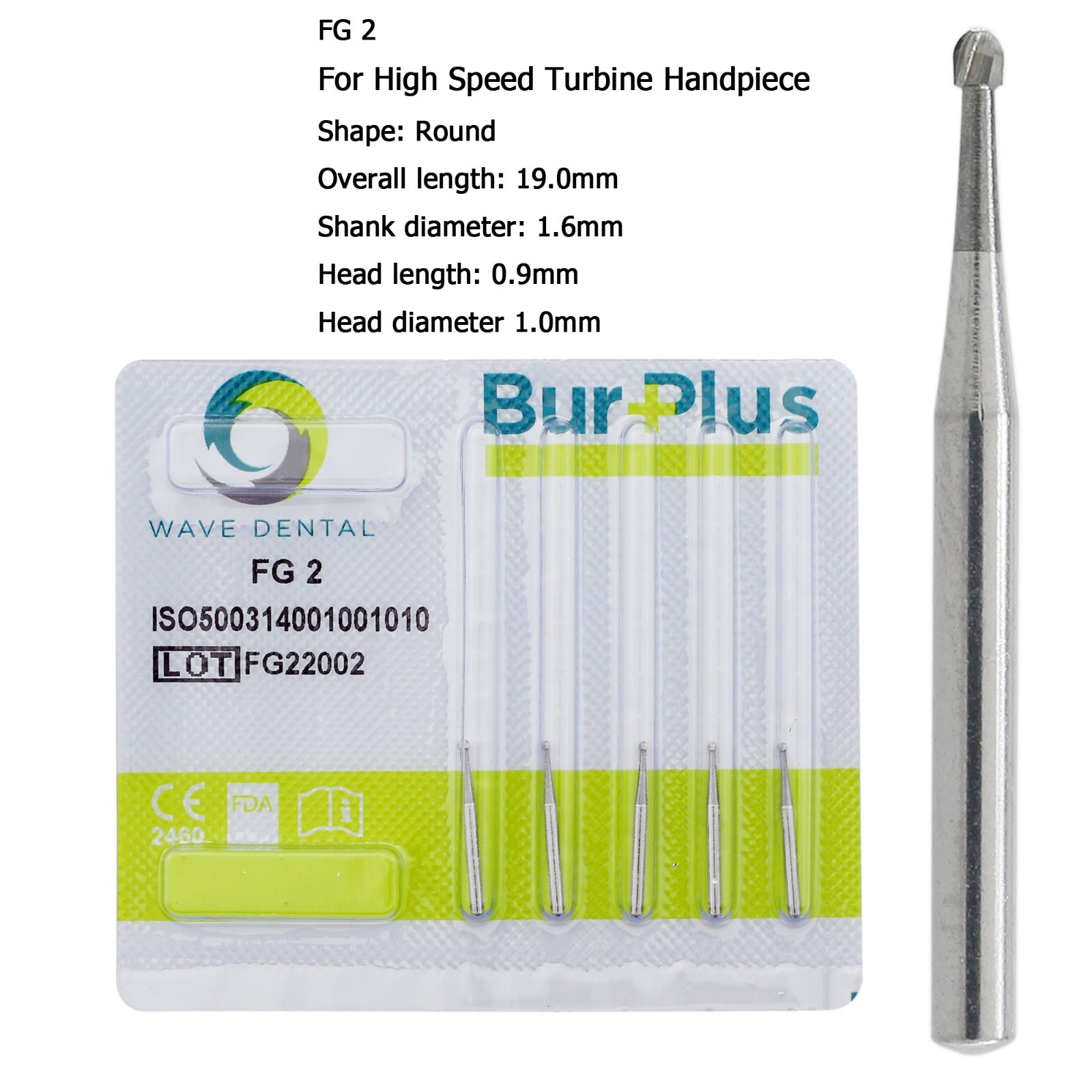 Wave Dental Carbide Burs Round Bur FG 330 1/4 2 6 8 557 High Speed Friction Grip
