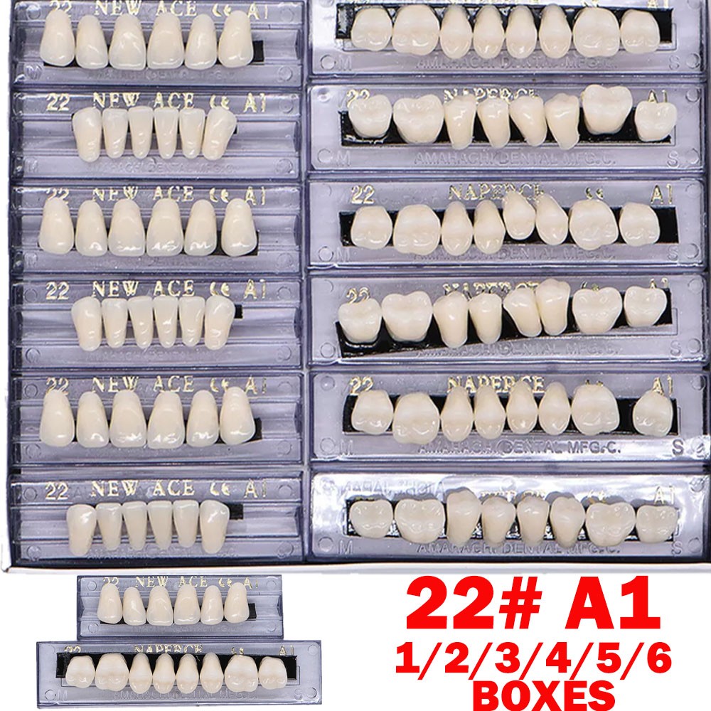 1-6 Box Dental Acrylic Resin Denture 22# A1 Full Set Teeth Upper Lower Shade HOT