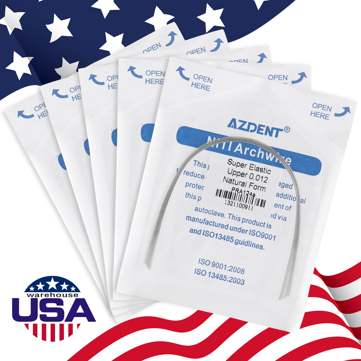 10PCS AZDENT Dental Orthodontic Super Elastic Niti Round Arch Wire Natural form