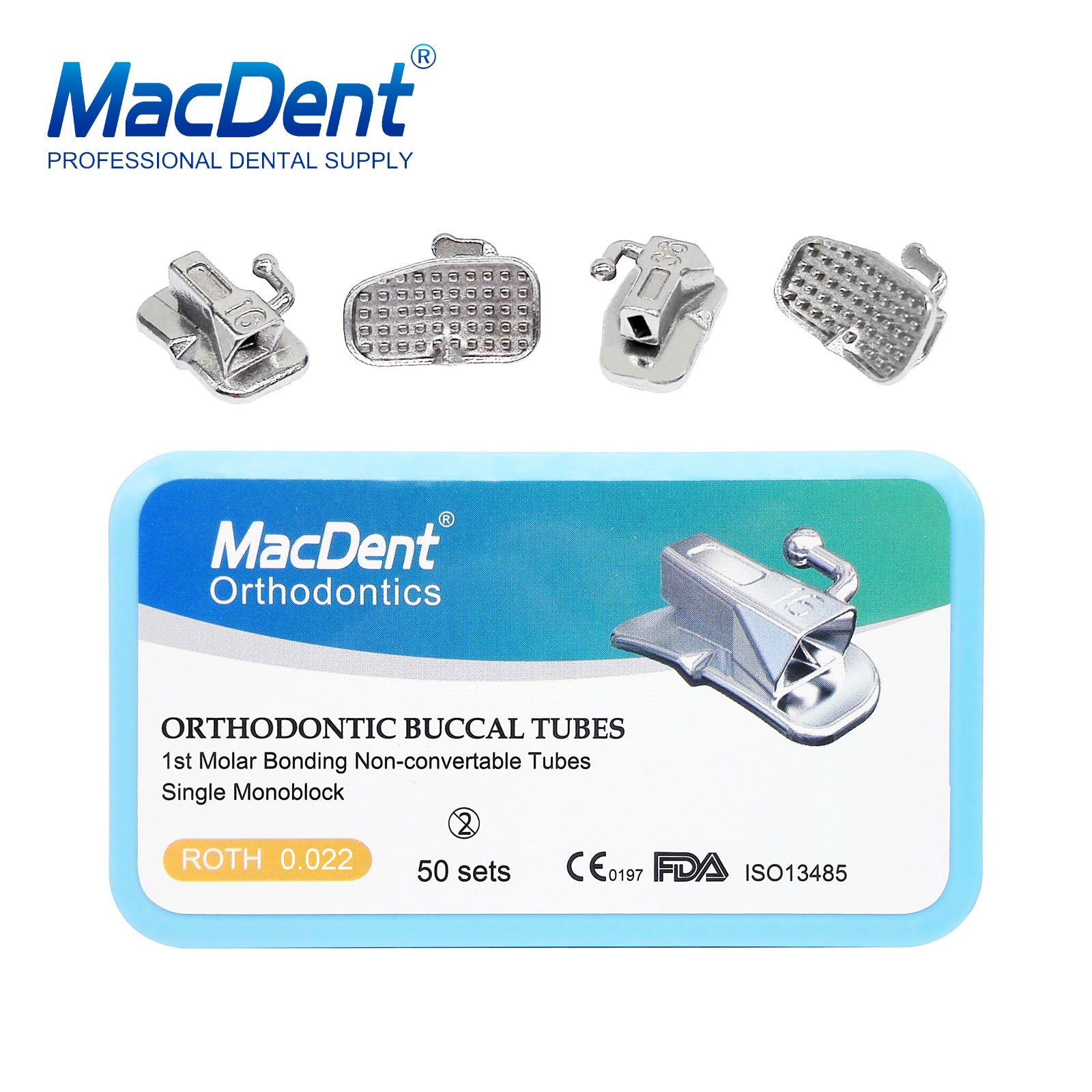 50Sets Dental MacDent Orthodontic Buccal Tubes Roth.022 1st Molar Bondable Tubes