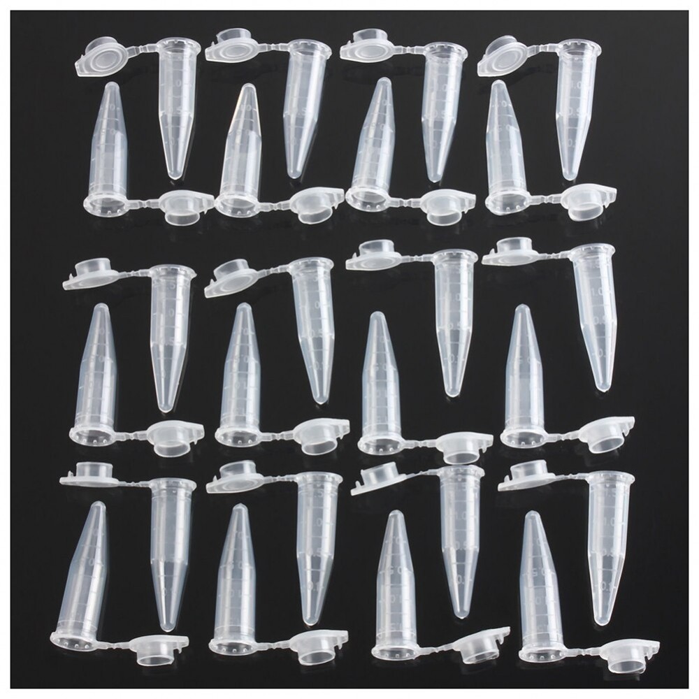 25x Small Plastic Vials Tubes Sealed Centrifuge Snap Cap Clear 1.5mL Liquid Tiny