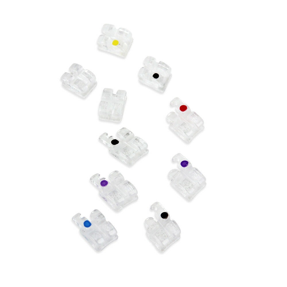 Dental Orthodontic Sapphire Bracket +8pc Buccal Tube Mini Roth MBT.022 345 Hook
