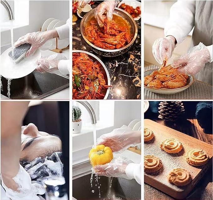 400 Count Disposable Poly Plastic Gloves for Cooking, Food Prep and Food Service