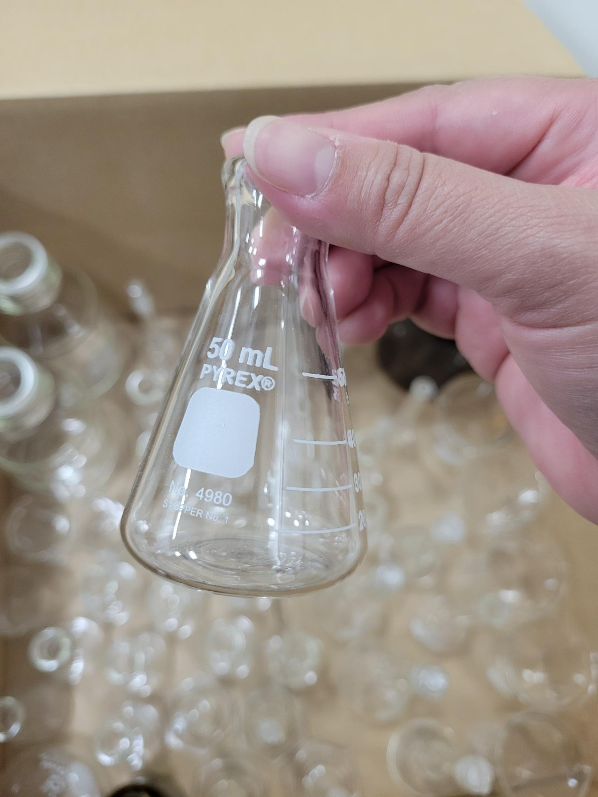 PYREX® Narrow Mouth Erlenmeyer Flask 50mL, Graduated (qty 3)