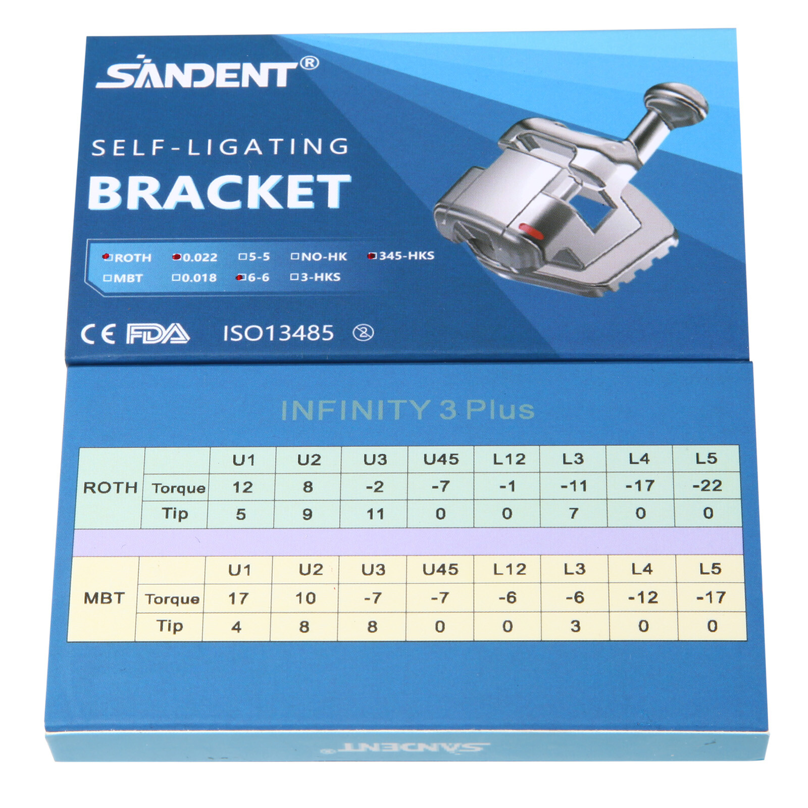 20 PCS Brackets de Ortodoncia Dental Autoligado Pasivo Roth 022 Ganchos 345 USA