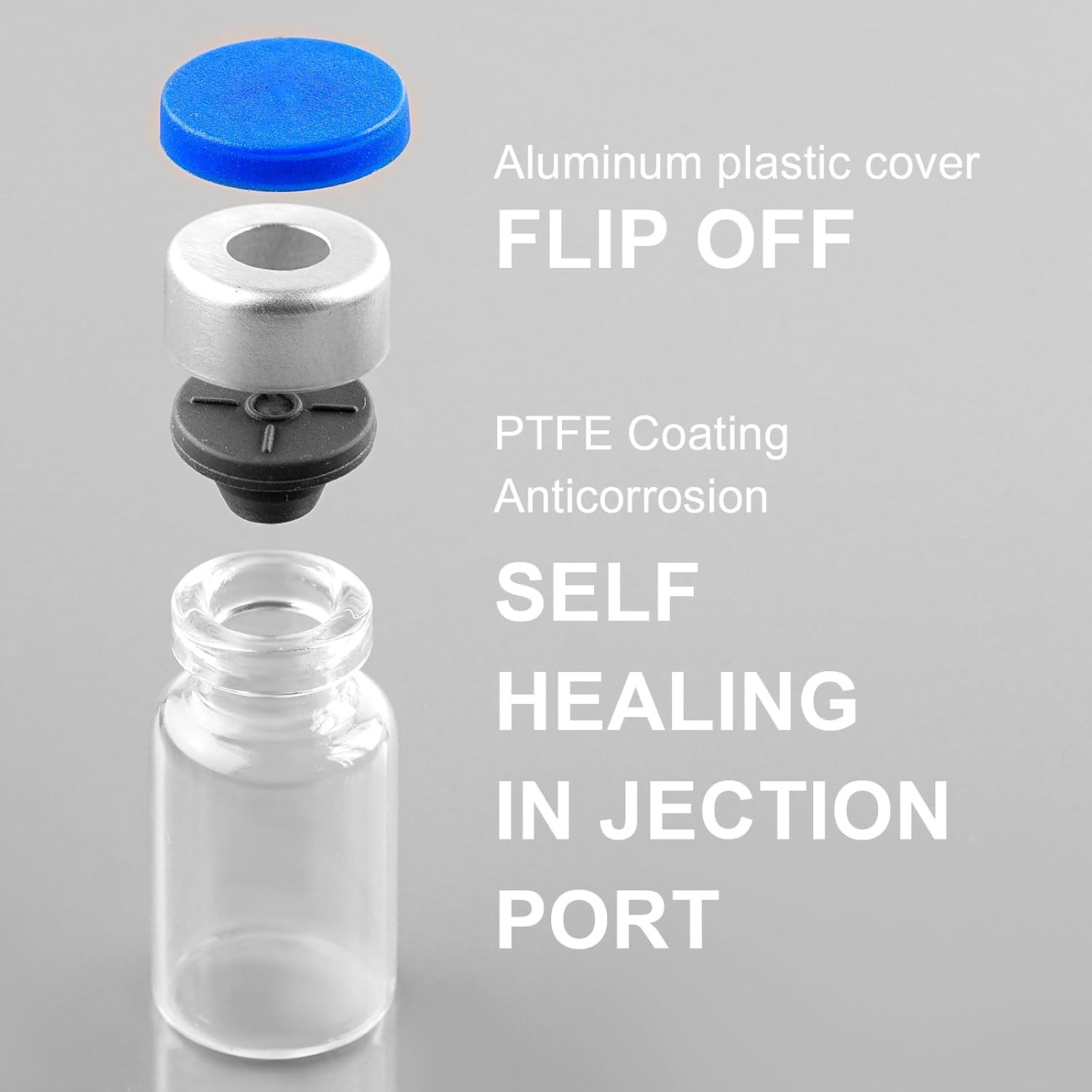 2Ml Sealed Vials with Self Healing Injection Port and Plastic-Aluminum Flip Caps