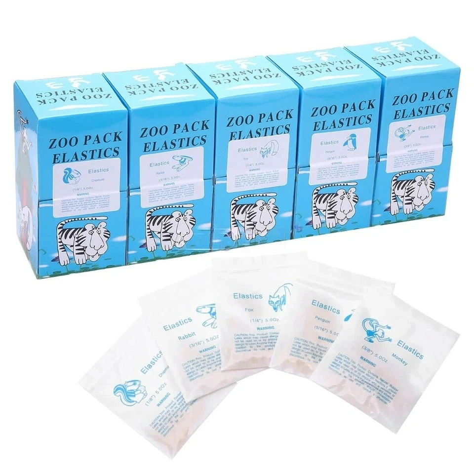 Dental Orthodontic Rubber Bands Elastics Latex Braces 15 Sizes 3.5 4.5 6.0 OZ